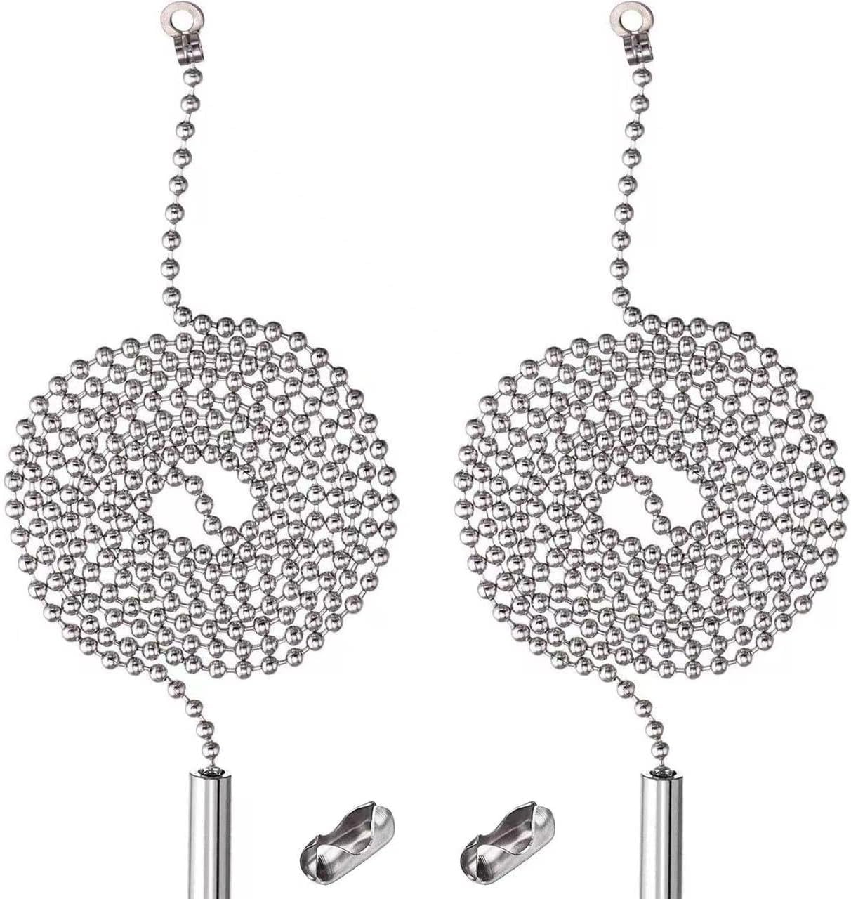 2 Pack Stainless Steel Pull Chain Extender for Ceiling Fan & Light Fixture - 1 Meter Length with Connector (304 Stainless Steel) | Easy Light Switch Extension for Hard-to-Reach Bulbs & Home Lighting Fixtures