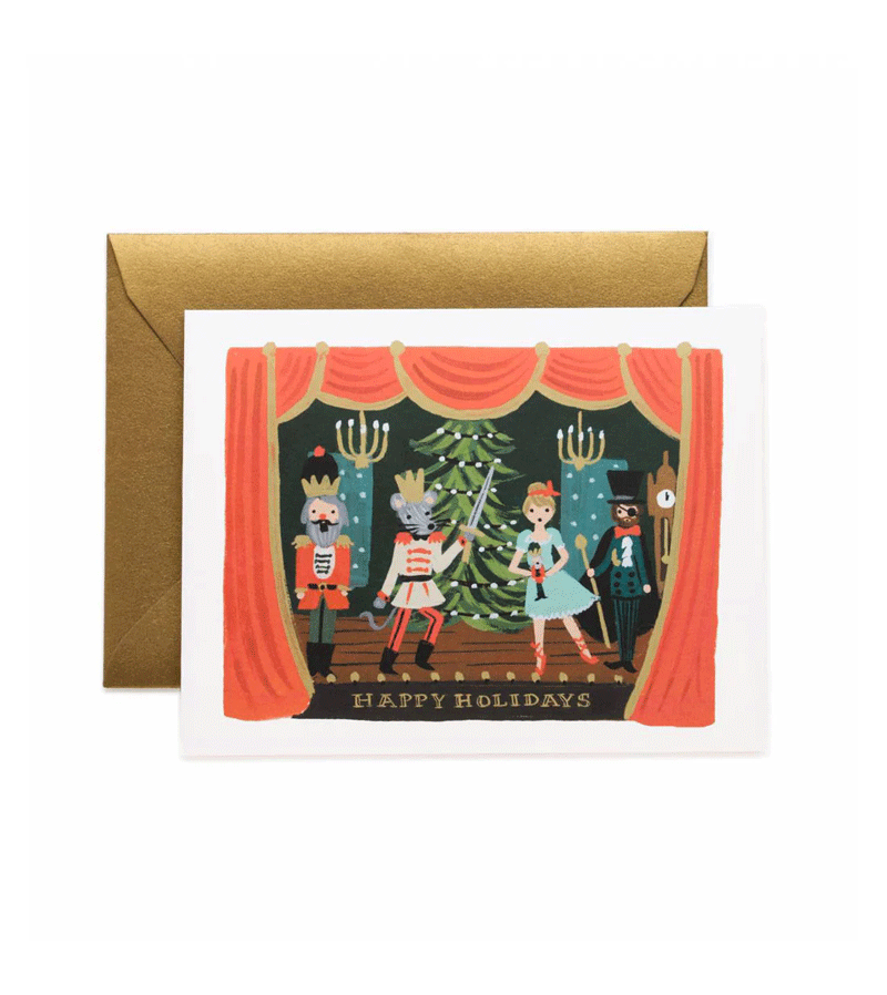 Rifle Paper Co. Holiday Nutcracker Scene Greeting Card - Perfect for Christmas, Festive Decor & Gift Giving