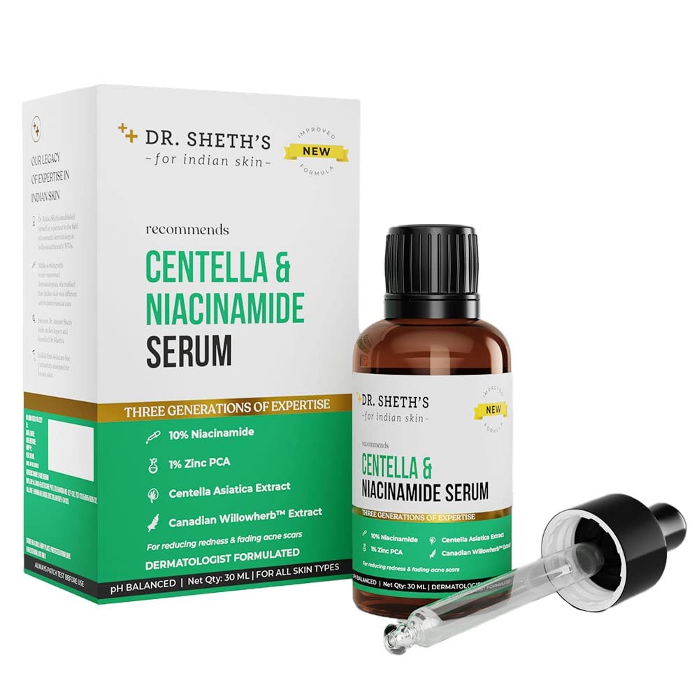 Dr. Sheith's Centella & 10% Niacinamide Face Serum for Acne Scars, Dark Spots, Redness & Skin Irritation | Lightweight, Fast-Absorbing Formula | Reduces Hyperpigmentation & Improves Skin Texture | Suitable for All Skin Types | 30ml | Perfect for Daily Skincare Routine & Post-Acne Treatment