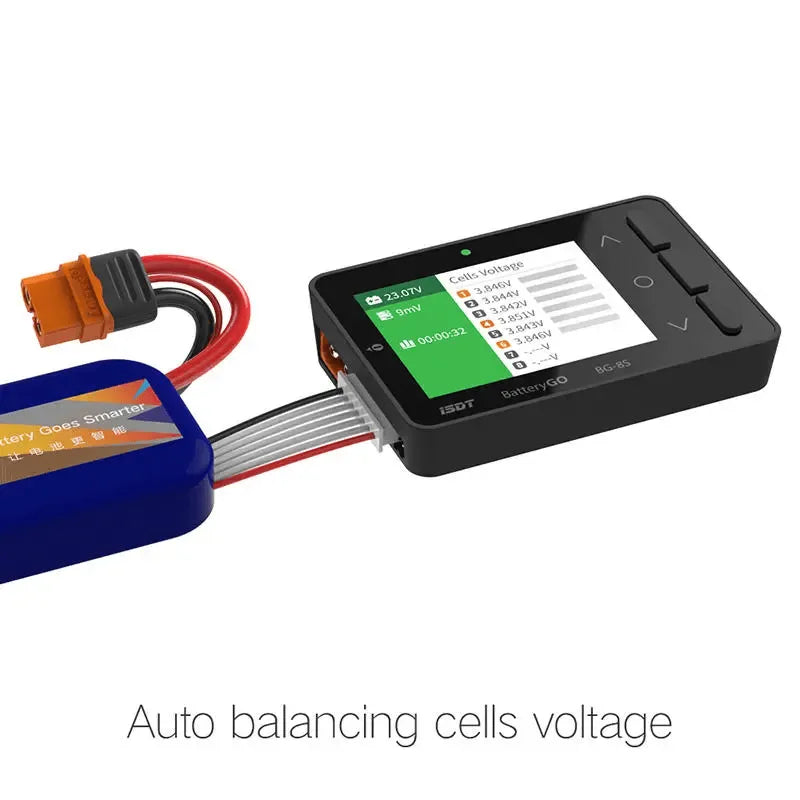 ISDT BattGo BG 8S Smart Battery Checker & Balancer with Receiver Signal Tester - Quick Charging Function for RC Drones, Cars, Airplanes - Perfect for Hobbyists and Professionals