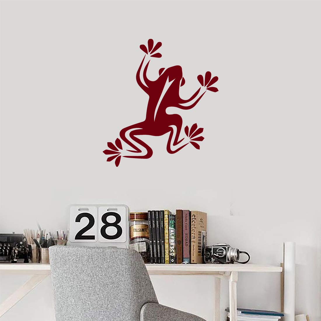 Premium Waterproof Vinyl Frog Decal Stickers (Set of 2) - Burgundy Animal Sandra Design for Laptop, Phone, Helmet, Car Window, Bumper, Mug, Cup, Door & Wall Decoration - Perfect for DIY Home Decor, Office Accessories & Personalized Gifts