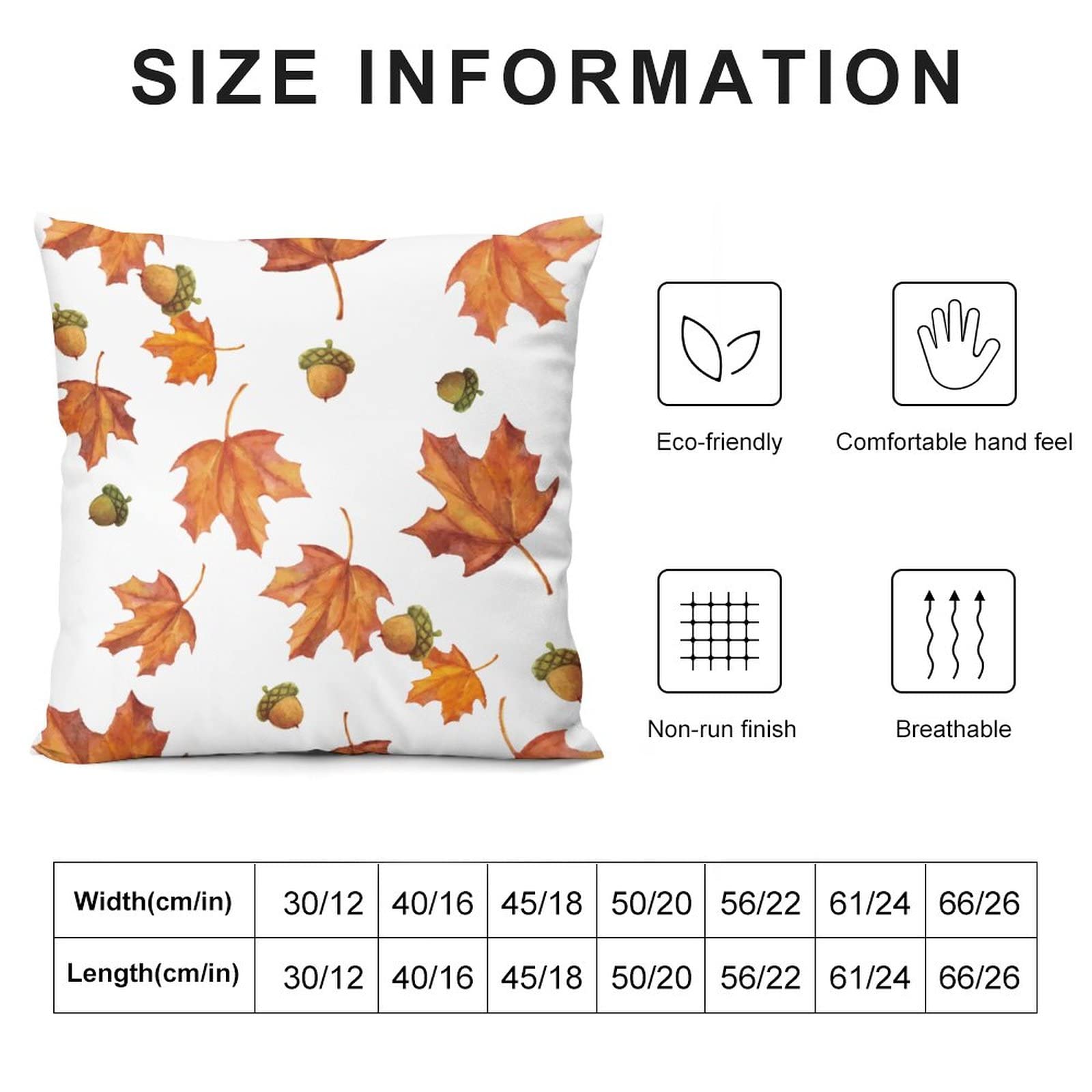 Farmhouse Style 18x18 Inch Pillow Covers - Fall Maple Leaves Thanksgiving Decor, Throw Cushion Covers for Couch, Sofa and Bed - Perfect for Autumn Home Decor & Holiday Season Cozy Living Room Ambience