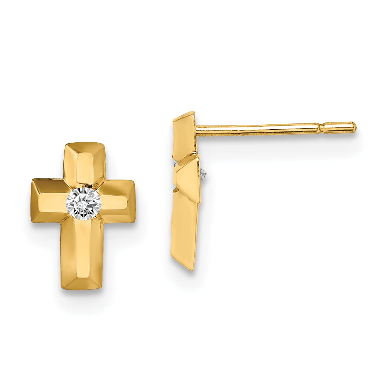 14K Gold Madi K CZ Cross Post Earrings for Women – Hypoallergenic Stud Earrings for Everyday Wear, Gift for Her, Church, Wedding & Special Occasions