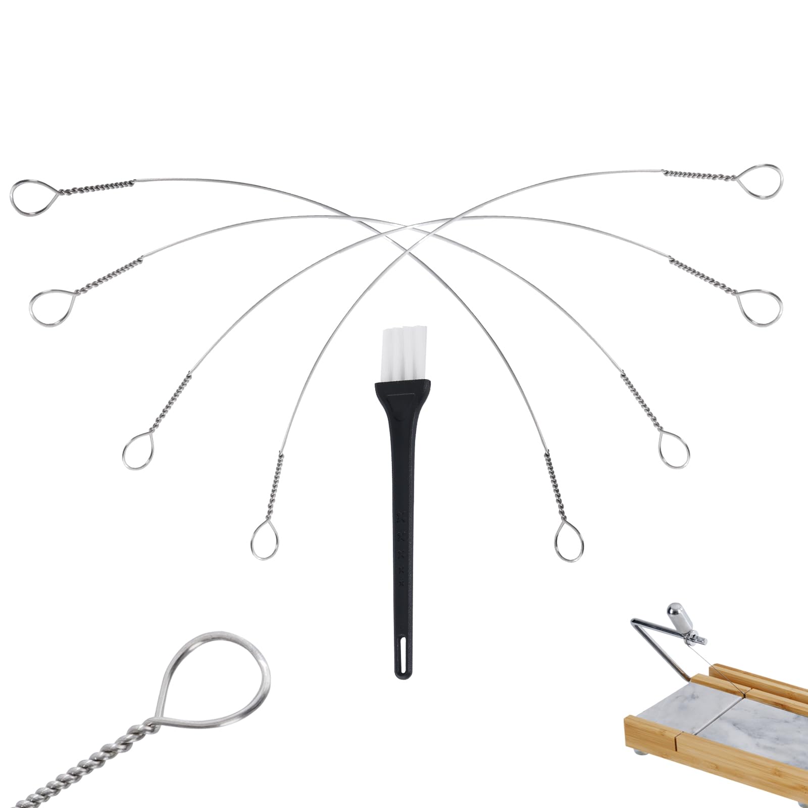 4-Piece Stainless Steel Cheese Slicer Wire Replacement Set for Marble Cheese Boards - Perfect for Cutting Hard Cheeses, Soft Cheeses & Butter - Ideal for Home Kitchens, Delis & Cheese Platter Preparation