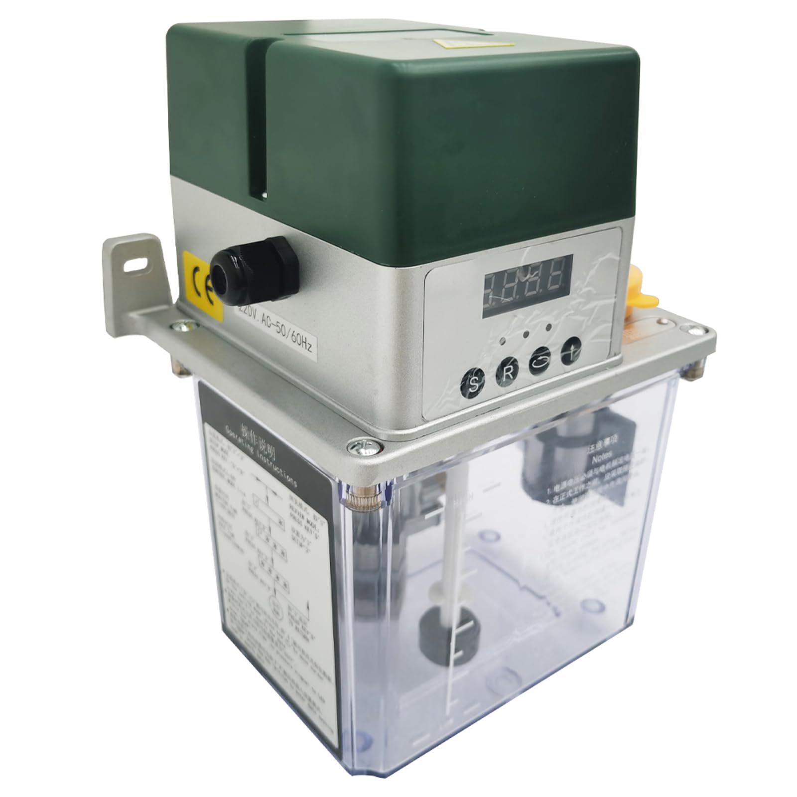TECHTONGDA 220V 2L Automatic Lubrication Oil Pump - Alloy Gear Pump with 5Mpa Pressure Gauge for CNC Machines, Engraving Routers & Industrial Equipment - Perfect for Workshop, Factory & Metalworking Applications