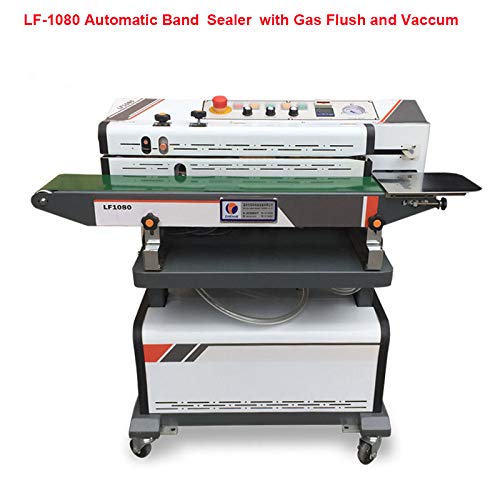 Automatic Continuous Sealing Machine with Nitrogen Flushing | Vacuum Packaging Machine with Date Coder for Food Preservation | Ideal for Meat, Cheese & Snacks Packaging in Commercial Kitchens