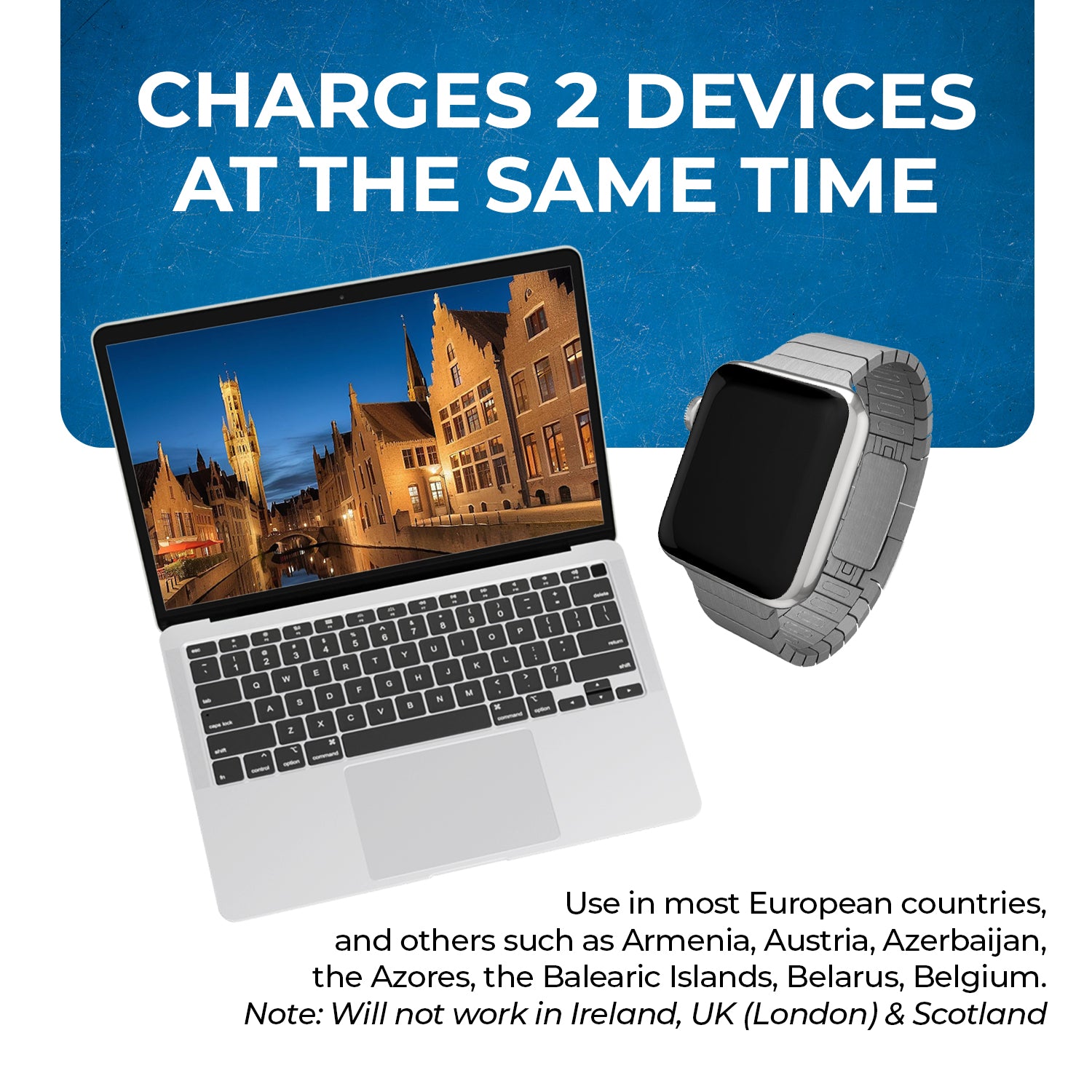 Universal European Travel Adapter - 2 in 1 Type C & USB Ports, Compact Design (DB 9C) for Charging Phones, Laptops & Devices While Traveling in Europe