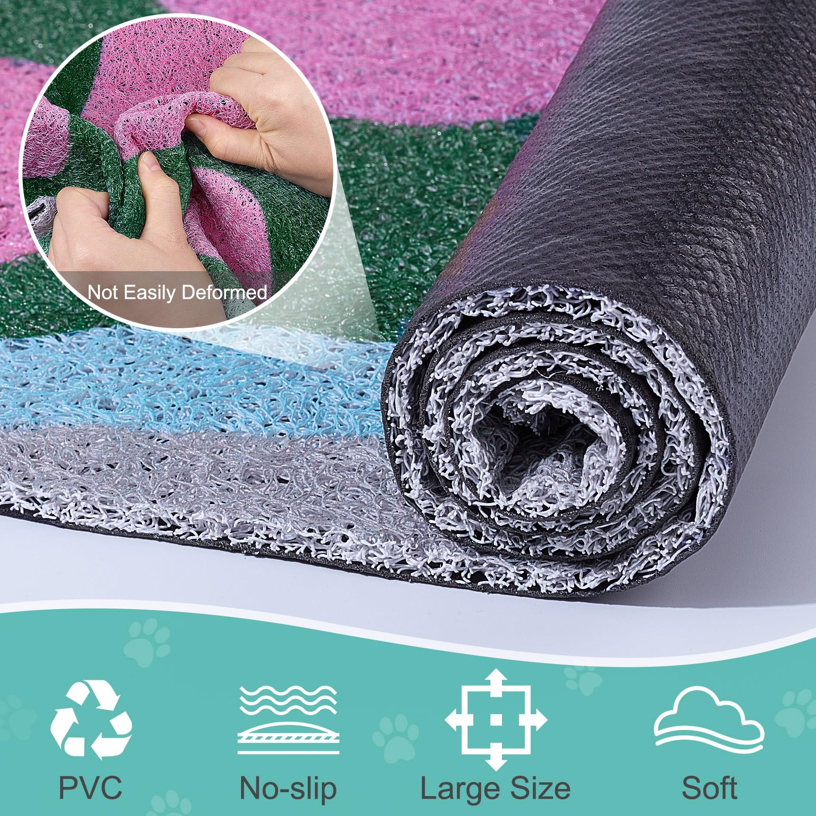 Premium Non-Slip Cat Litter Mat - Large Size, Soft & Easy to Clean | Unicorn Design Litter Trapping Mat for Kitty | Perfect for Litter Box, Food Bowls & High Traffic Areas | Durable Cat Products for Home Use
