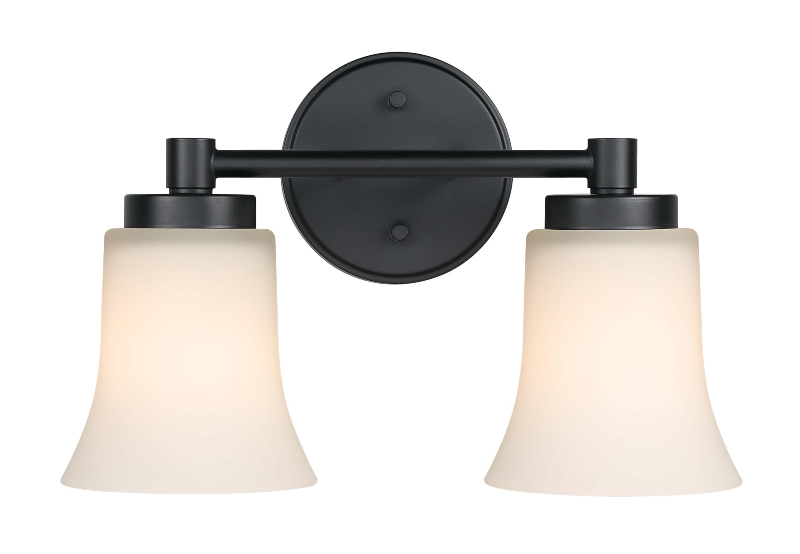 Vintage 2-Light Bathroom Vanity Sconce with Glass Shade - Black Wall Mounted Lighting Fixture for Bathroom, Powder Room & Dressing Area | Model XB-W1235-2-MB