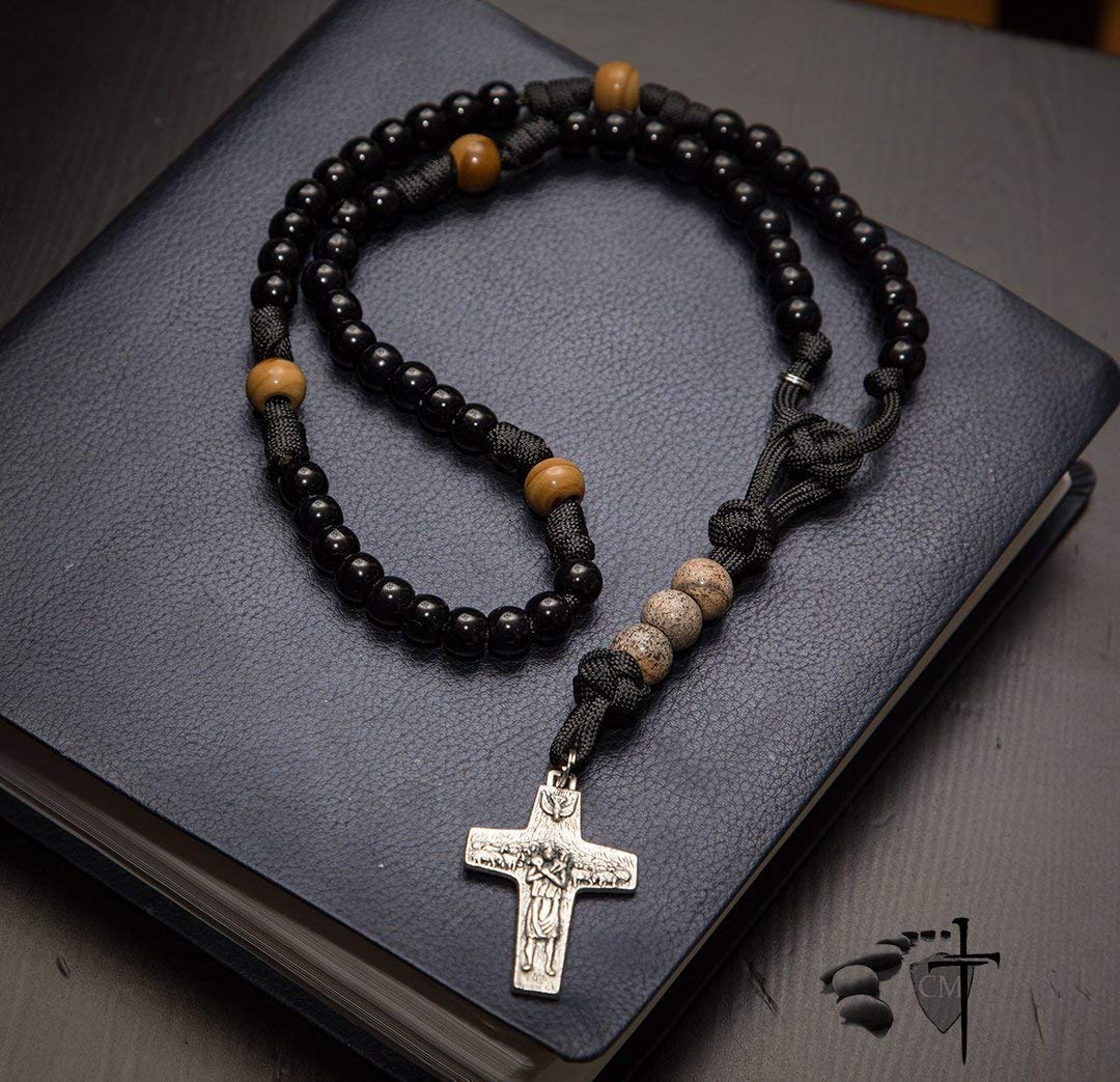 Natural Stone Accent Beads for Paracord Rosary - Prayer Warrior Spiritual Jewelry for Meditation, Outdoor Survival & Religious Gifts