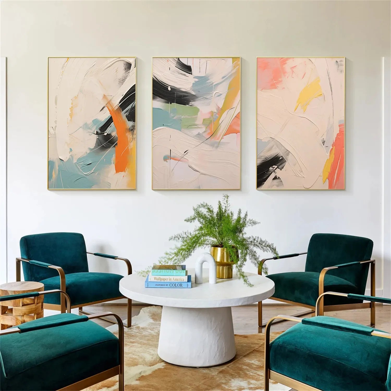 Abstract Painting Set of 3 - Modern Wall Art Canvas Prints #AB208 | Perfect for Living Room, Bedroom & Office Decor