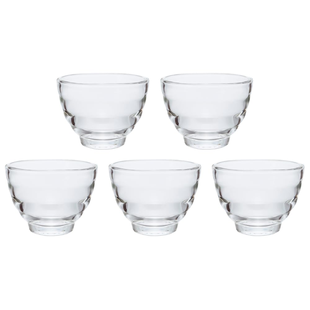 HARIO HU-3012 Heat Resistant Glass Cups Set of 5 - 6 oz (170ml) Microwave, Oven & Dishwasher Safe - Japanese Made Glassware for Coffee, Tea & Desserts - Perfect for Home, Office & Restaurant Use