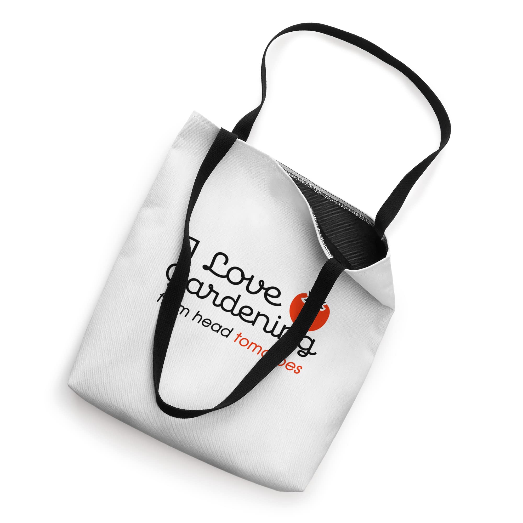 I Love Gardening From My Head Tomatoes Tote Bag - Durable Cotton Canvas Grocery Shopping Bag for Gardeners, Farmers Market & Outdoor Activities