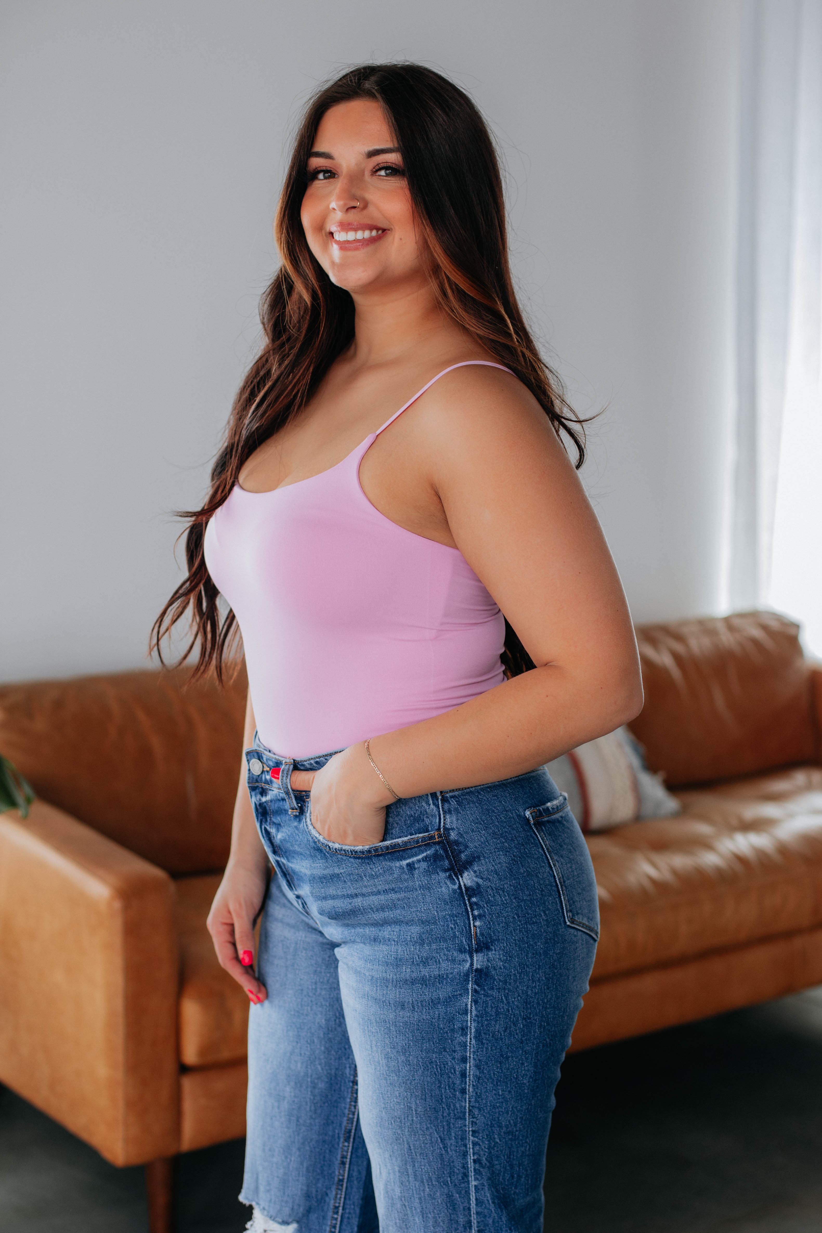 Double Take Bodysuit for Women - Soft Stretchy Lilac Bodysuit | Perfect for Layering, Casual Wear & Date Nights