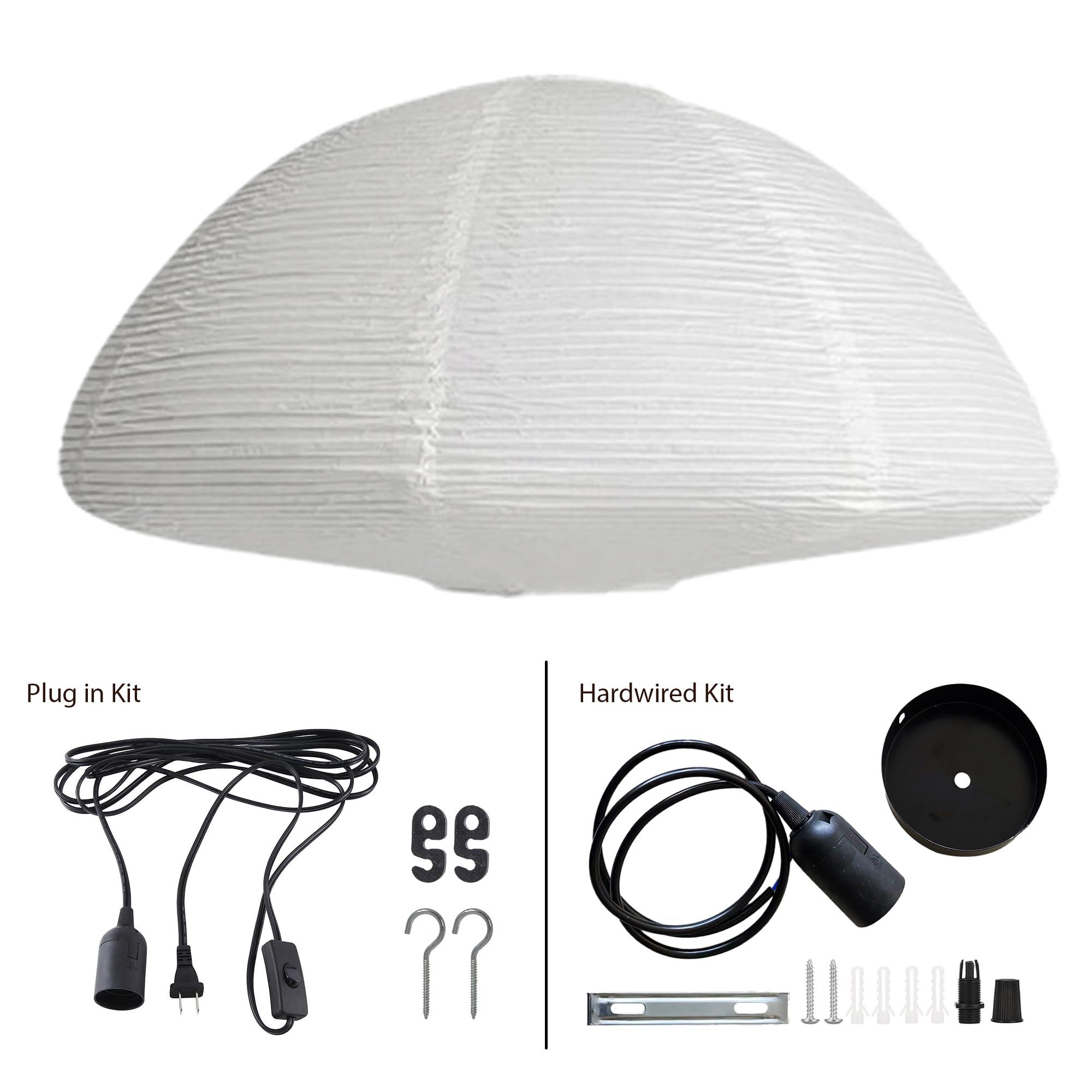 Nogy Rice Paper Lantern Lamp - Handmade Asian Style Hanging Light with Warm LED Bulb, Plug-in Paper Lantern Shade for Bedroom, Living Room, Patio & Wedding Decor | Romantic Ambient Lighting & Easy Installation