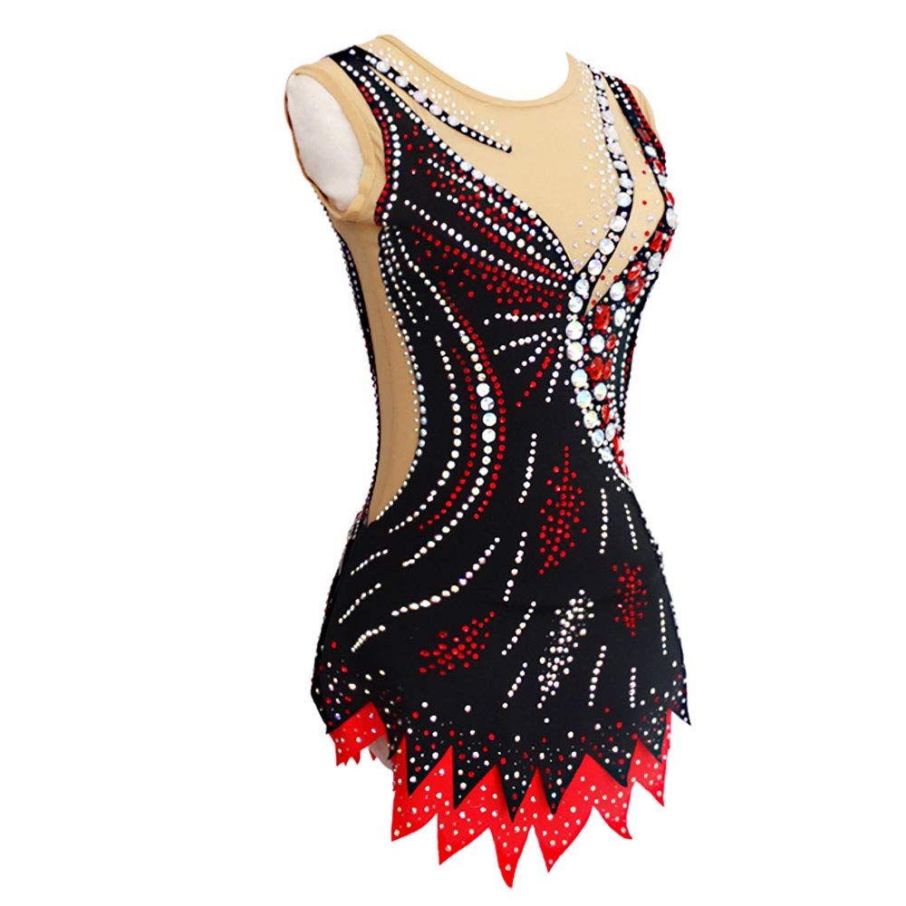 Rhythmic Gymnastics Leotards for Girls - Black Artistic Gymnastics Leotard Size 8 | Perfect for Competitions, Performances & Training