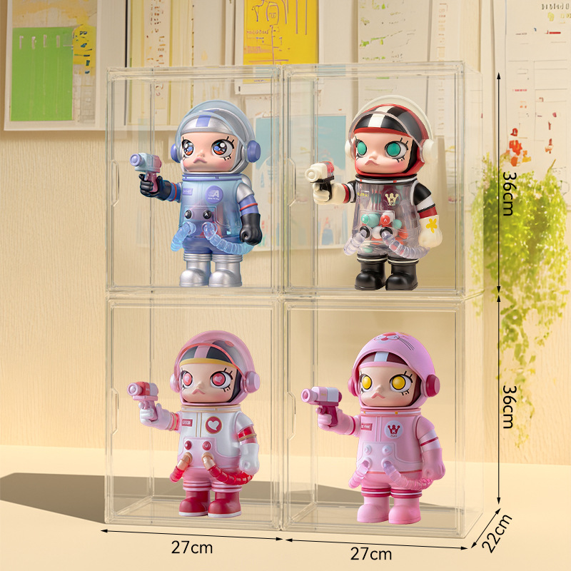 POP MART Figure Display Case - Clear Acrylic Desktop Storage Box for Collectible Toys - Perfect for Home Office, Shelf Decoration & Gift Packaging