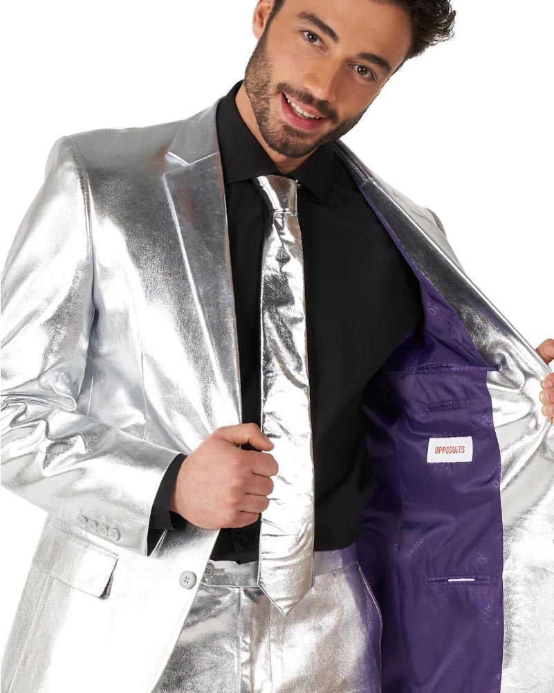Vintage 70s Shiny Silver Premium Men's Suit - Retro Disco Party & Formal Wear for Weddings, Prom & Special Occasions