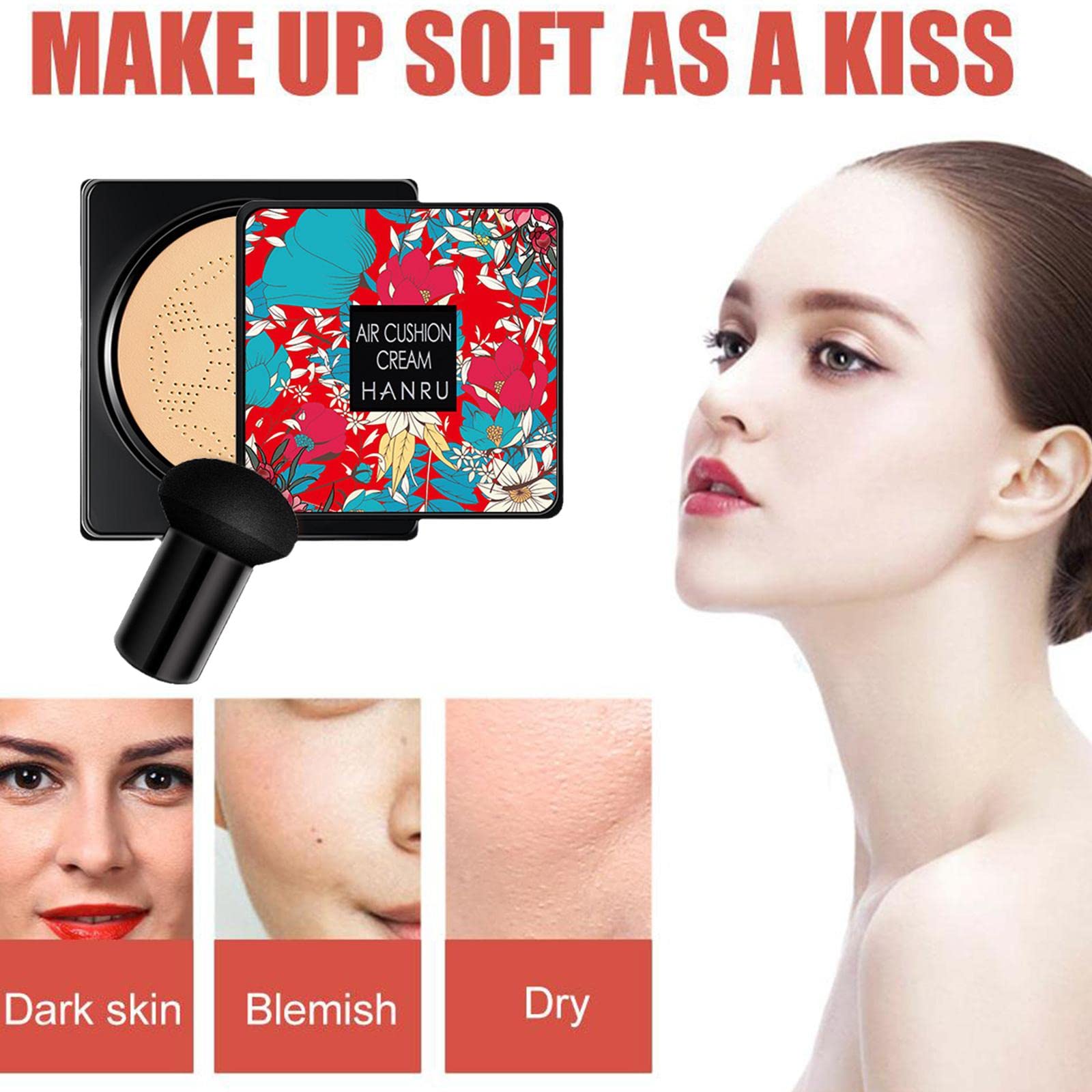 Waterproof Mushroom Head Cushion BB Cream - Brightening Concealer & CC Cream with Face Whitening Foundation | Perfect for Daily Makeup, Natural Coverage & Flawless Finish