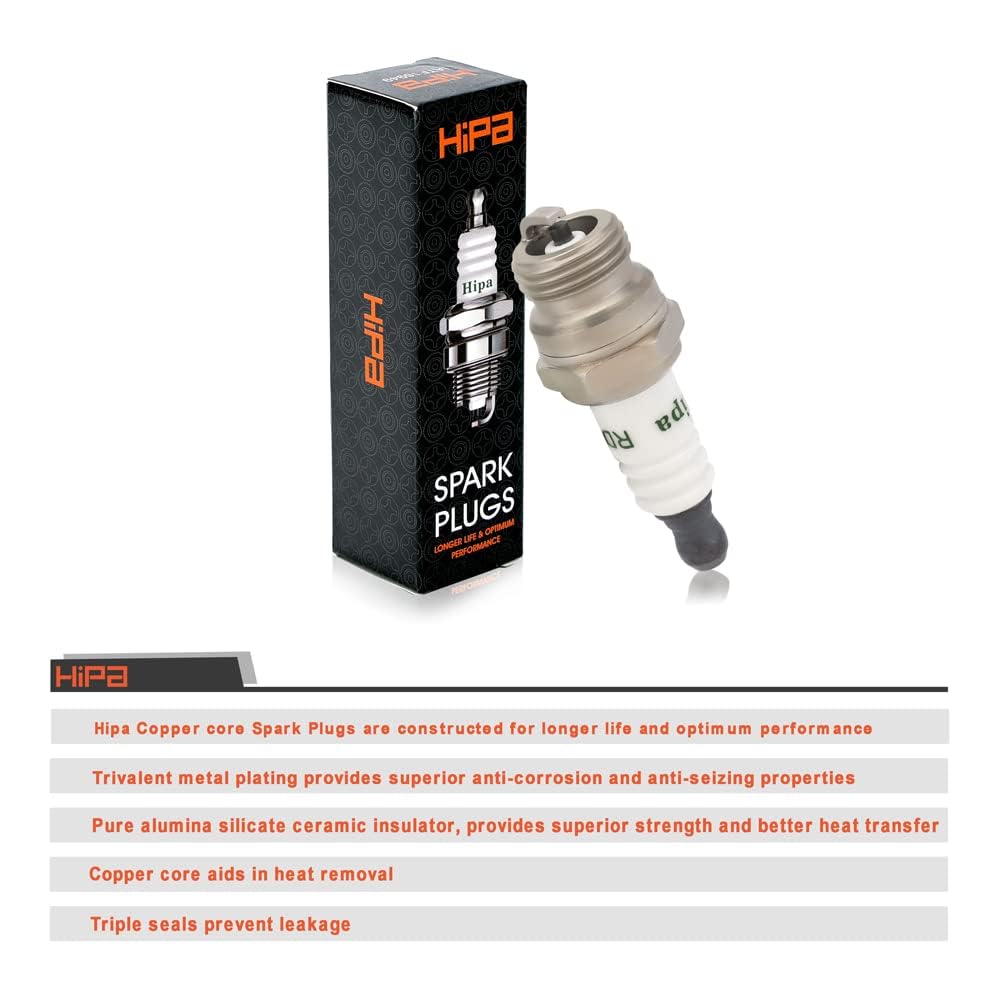 Hipa 794-00055A Spark Plug 4 Pack - Compatible with MTD 794-00055A, 753-06847, 753-06193, 794-00050 - Replaces Champion RDJ7J, DJ7J & NGK BM6F - Ideal for Lawn Mowers, Snow Blowers & Small Engine Maintenance