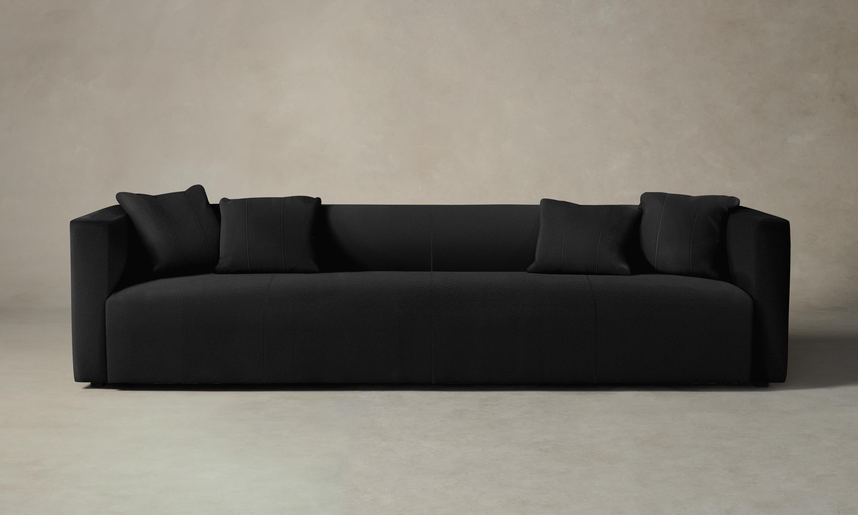 Premium Pebbled Leather Breuer Sofa in Ink Black - Modern & Durable Living Room Furniture for Home & Office Decor