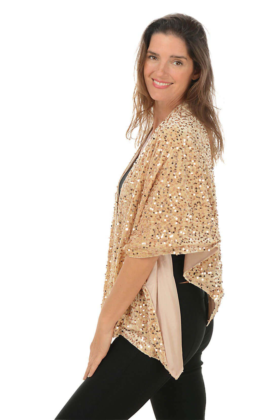 Gold Sequined Velvet Keyhole Wrap Dress - Elegant Evening Gown for Women, Party & Special Occasions