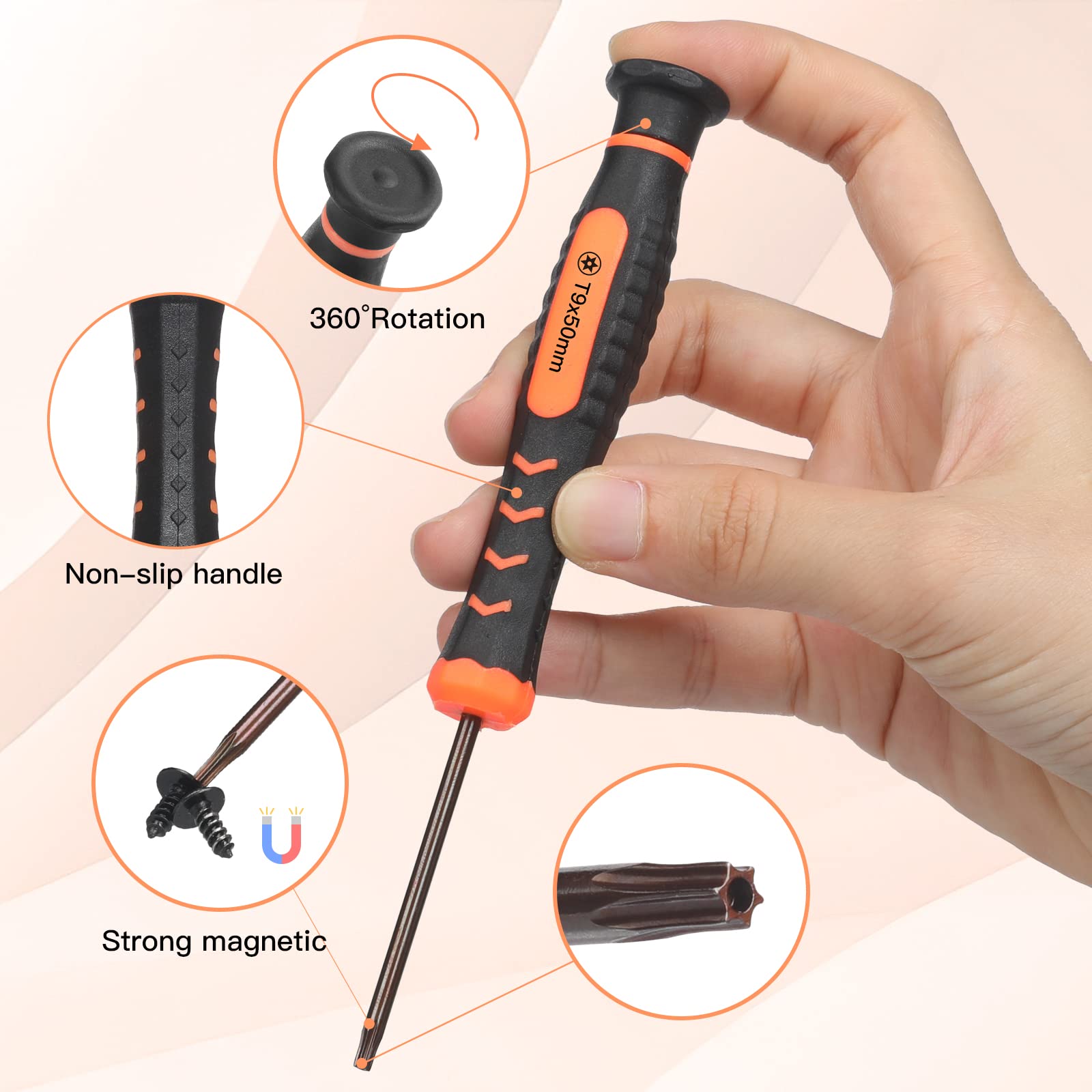 JOREST T9 Torx Security Screwdriver Set with Spudger - Precision Repair Tool for Nintendo Switch, PS4/PS5, Xbox, Wii, Laptops & MacBooks - Perfect for Electronics Repair, Cleaning & Component Replacement