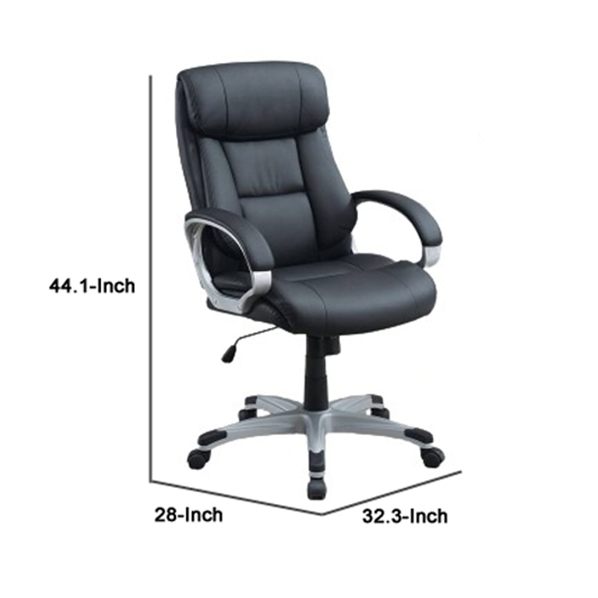 Benjara Ergonomic Office Chair with Padded Back & Curved Arms - Black - Comfortable Desk Chair for Home Office, Gaming & Workspace