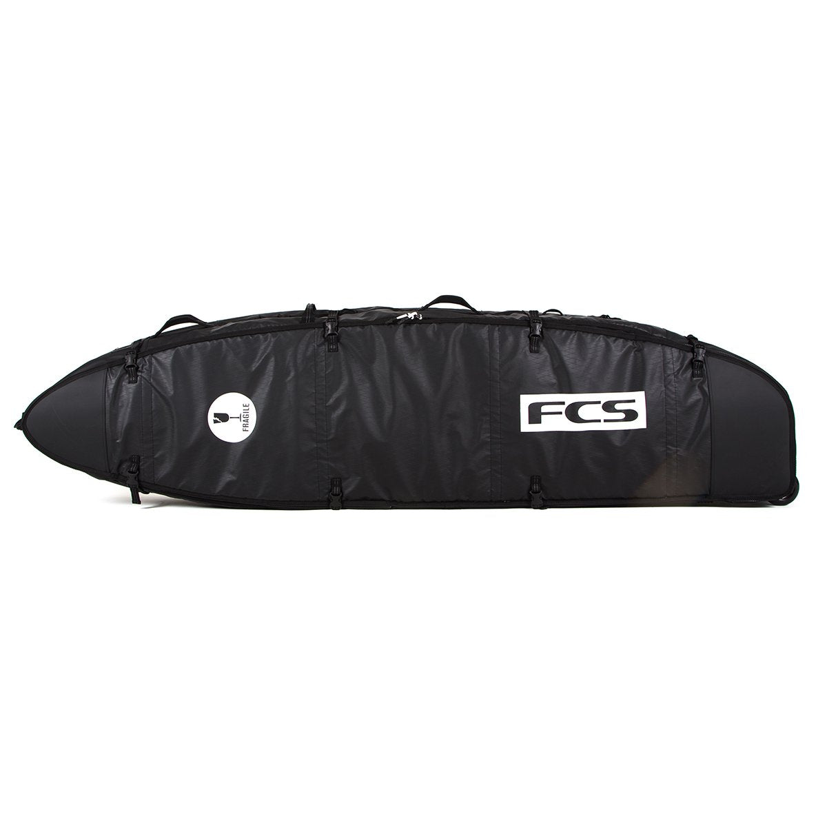 FCS Hybrid/Funboard Wheelie Travel Bag for Surfboards 7'0 & 7'6 - Durable Black/Grey Board Cover with Wheels for Easy Transport - Perfect for Surf Trips, Beach Days & Air Travel