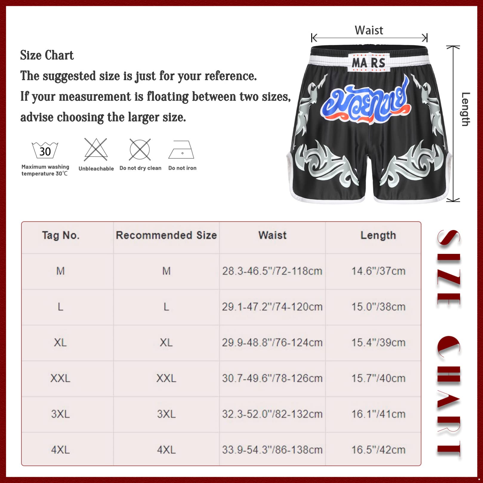 Men's Muay Thai Shorts - Professional Fight & Training Kickboxing Shorts for MMA, Cage Fighting & Martial Arts | Ideal for Boxing, Sparring & Gym Workouts