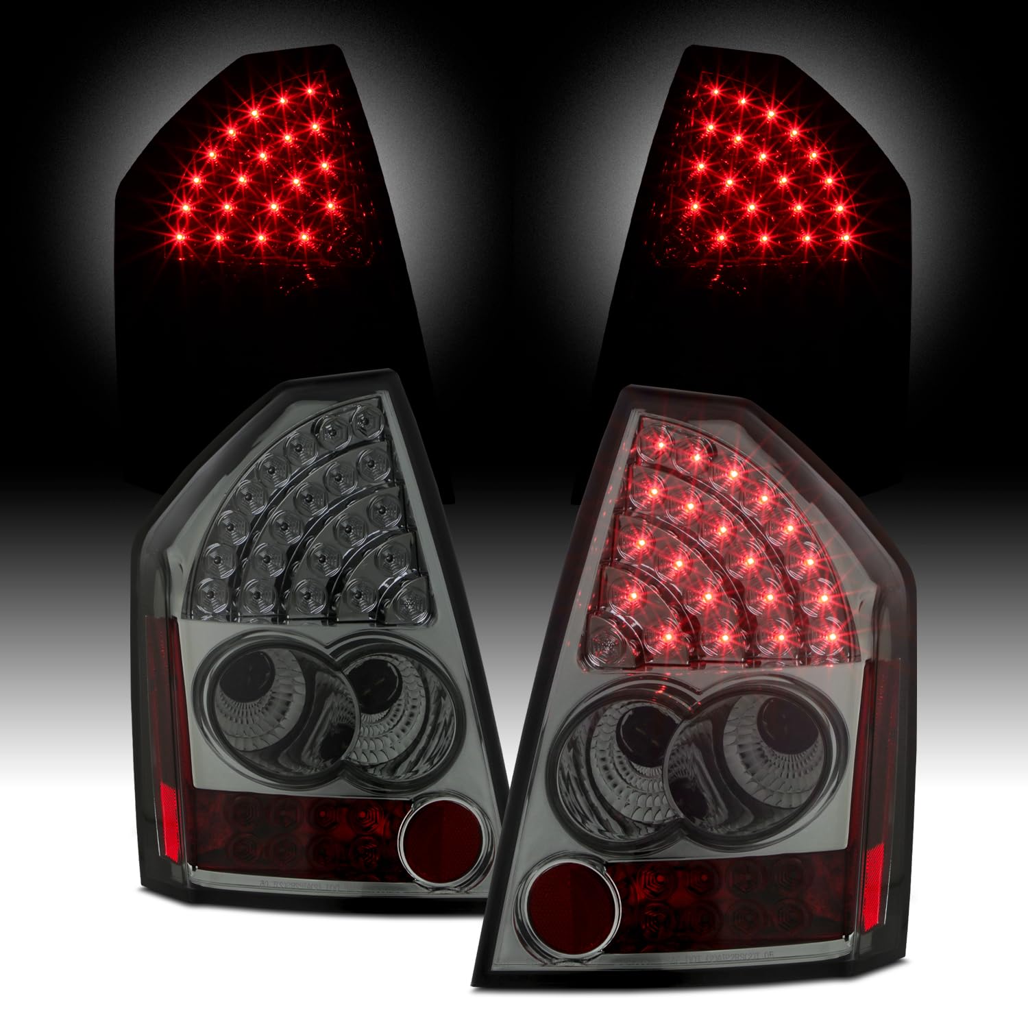 AKKON Smoked LED Tail Lights Brake Lamps for 2005-2007 Chrysler 300C (Fits Models Up to July 2007, Not 2008 Version) - Enhanced Night Visibility & Style Upgrade