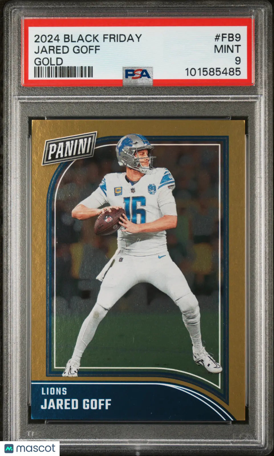 2024 Panini Black Friday Football Jared Goff Gold PSA 9/10 - Rare Collectible Trading Card for NFL Fans & Sports Memorabilia Collectors - Perfect for Display, Investment, and Gifting