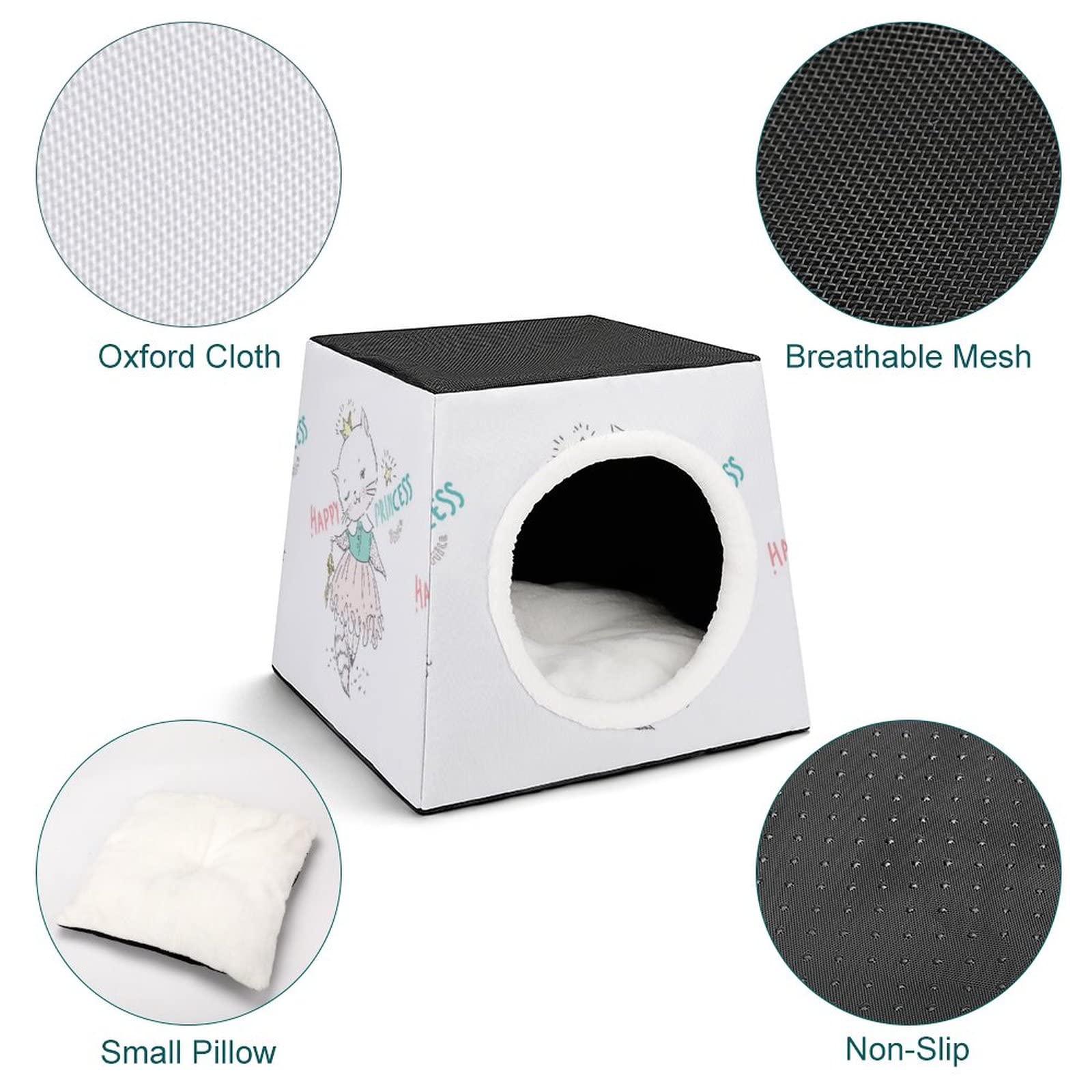 3-in-1 Foldable Cat House with Removable Cushion - Convertible Cat Bed, Sofa & Scratching Toy for Indoor Cats - Cozy Shelter for Happy Princess Cats - Perfect for Living Rooms, Bedrooms & Pet Spaces