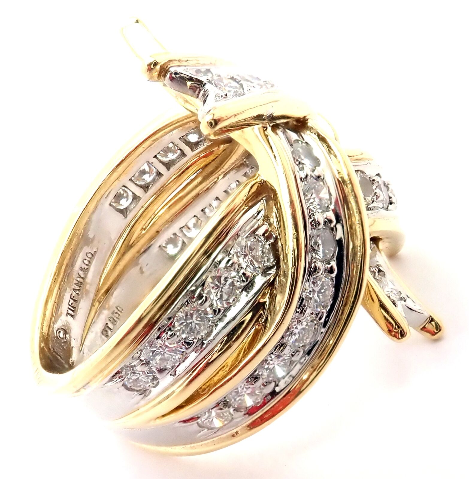 Authentic Tiffany & Co Platinum Diamond Ribbon Box Ring - Genuine Luxury Jewelry for Women, Perfect for Engagement, Anniversary & Special Occasions