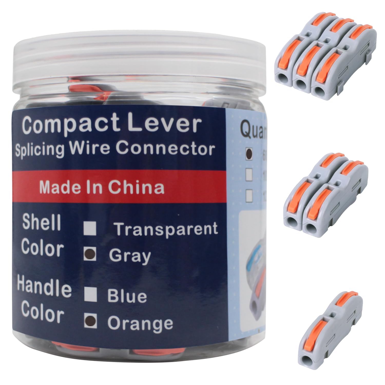 60 Pcs Lever Nut Wire Connectors - Compact 1 in 1 Out Splicing Connectors for Electrical Wiring | Ideal for Home DIY, Automotive & Industrial Applications