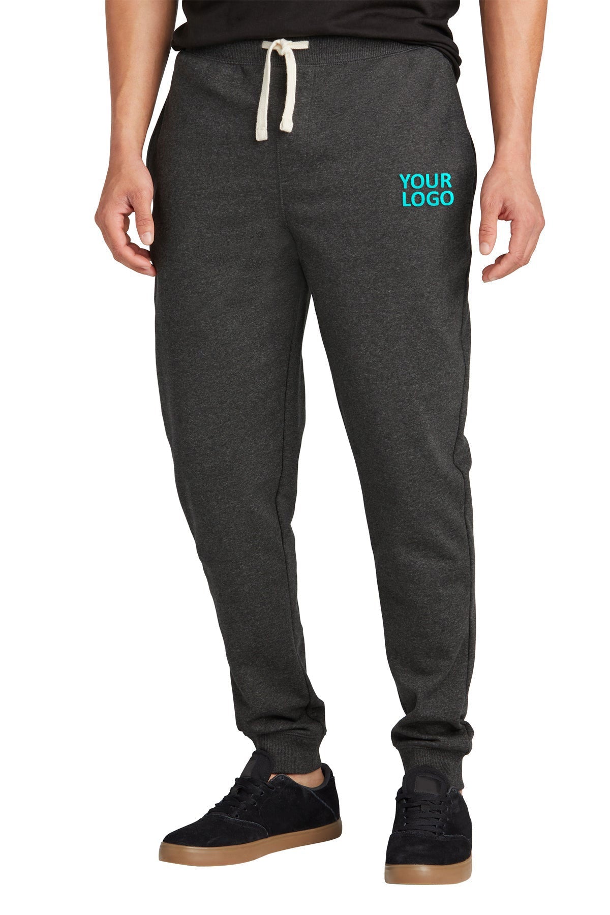 District Men's Re Fleece Joggers - Soft Comfortable Jogging Pants for Men, Charcoal Heather - Perfect for Running, Lounging & Casual Wear