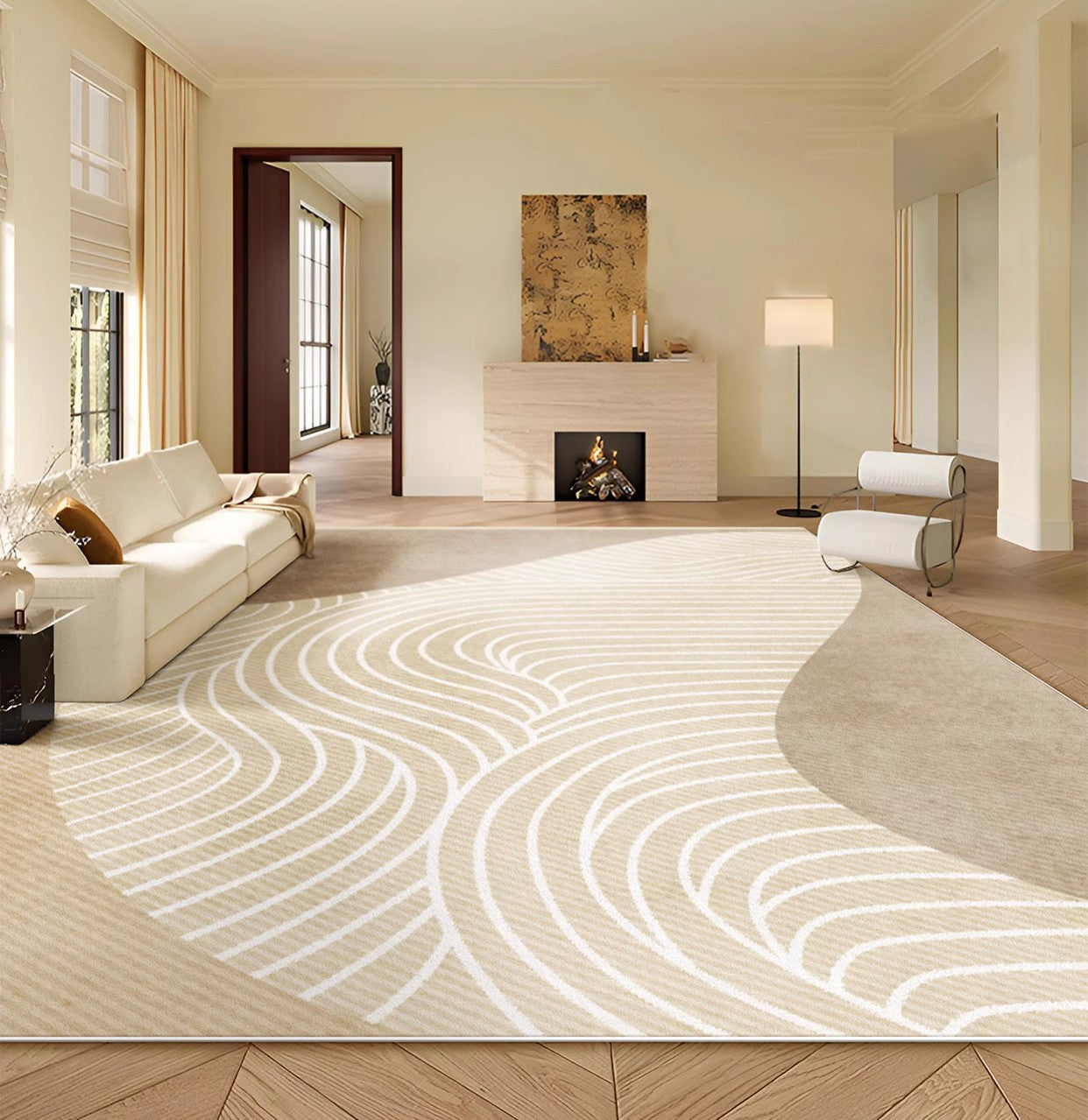Modern Abstract Geometric Area Rugs - Non-Slip Soft Living Room Rug, Bedroom Carpet & Dining Room Floor Mat - Contemporary Home Decor for Housewarming Gifts & Interior Design