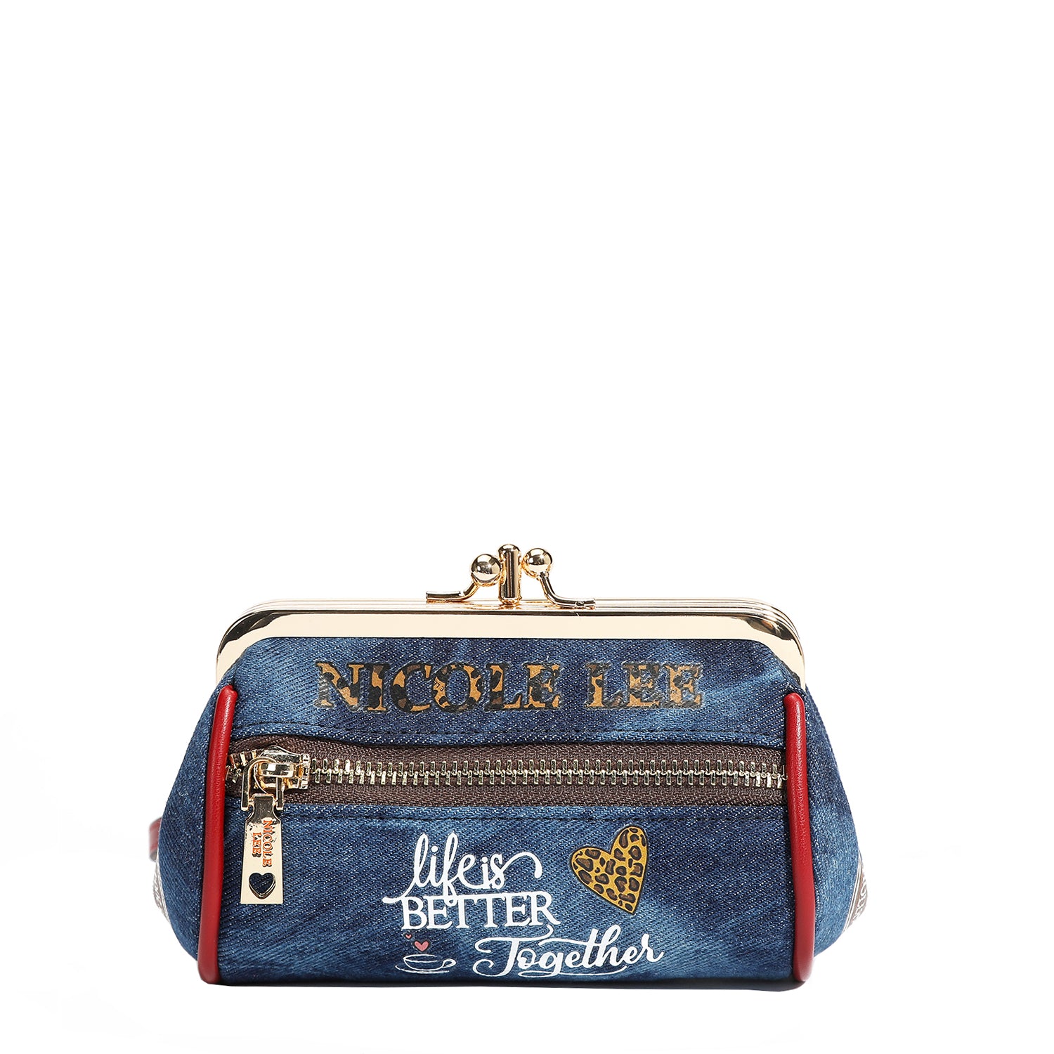 Denim Mini Kiss Lock Coin Purse Wristlet - Stylish Small Wallet for Women - Perfect for Parties, Shopping & Everyday Use