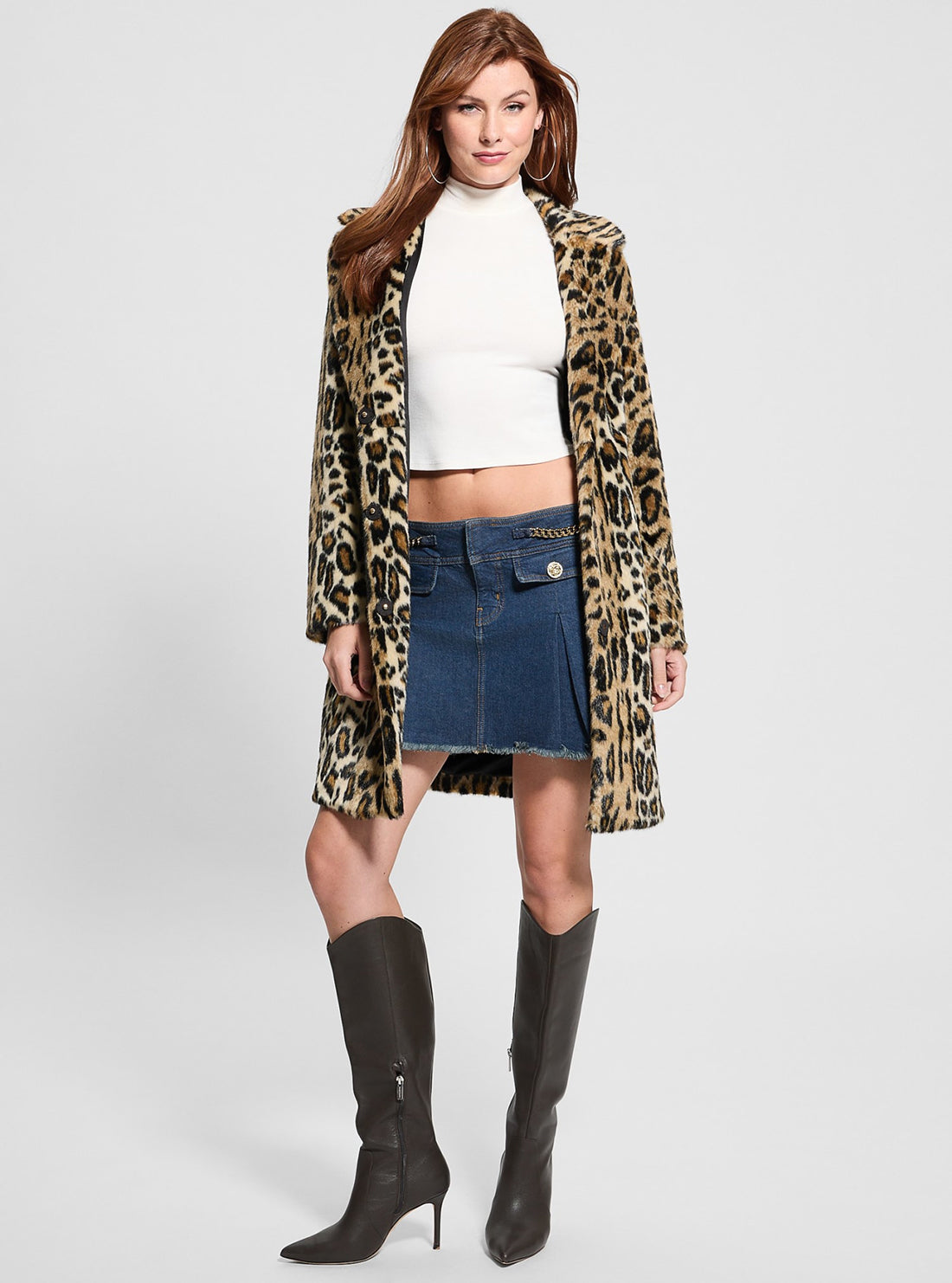 Blue Lily Chain Mini Skirt - Women's Fashion Denim Skirt with Adjustable Waist for Casual Outfits & Summer Wear