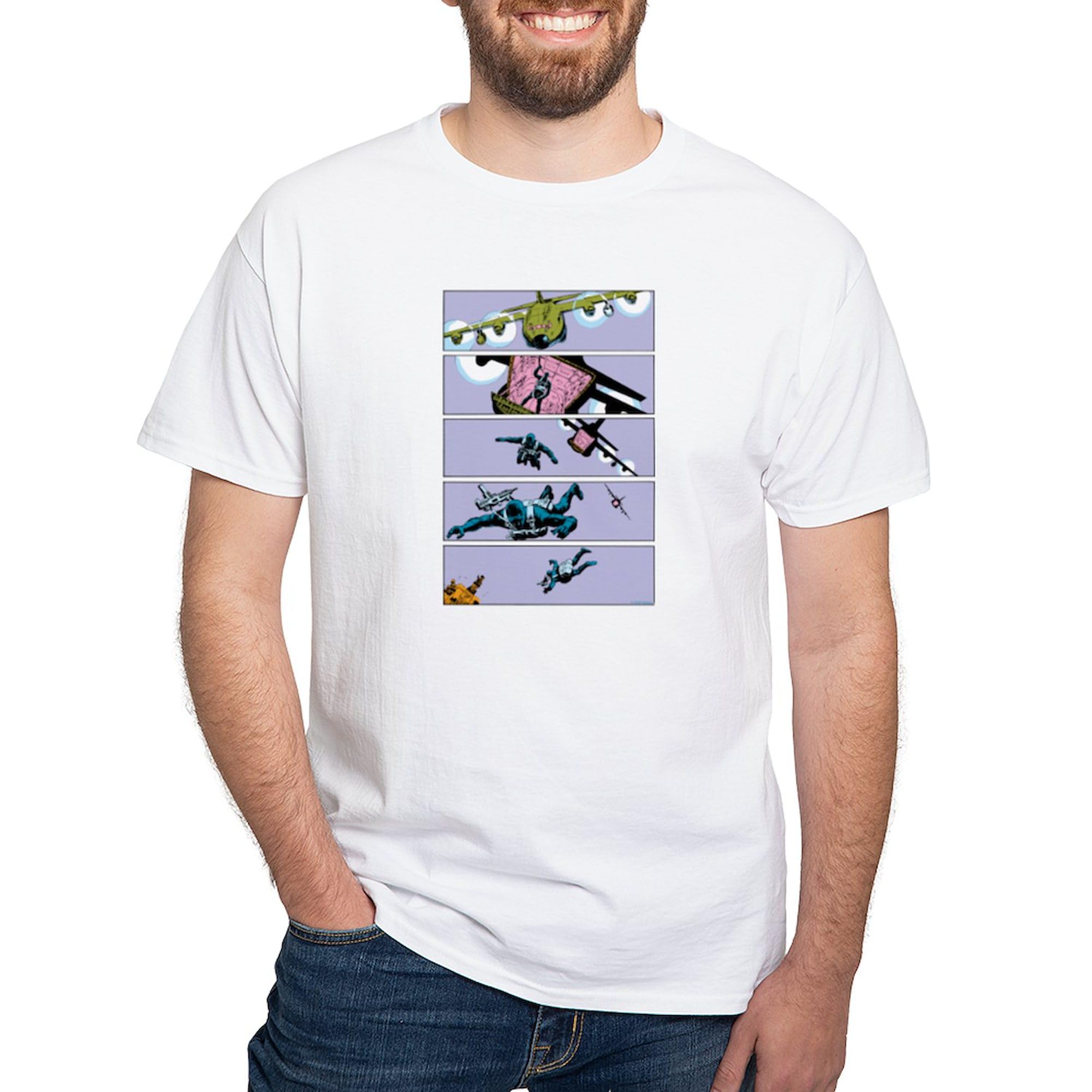 G.I. Joe Snake Eyes Parachuting Graphic Men's T-Shirt - 100% Cotton Classic White Tee for Casual Wear & Fan Collectors