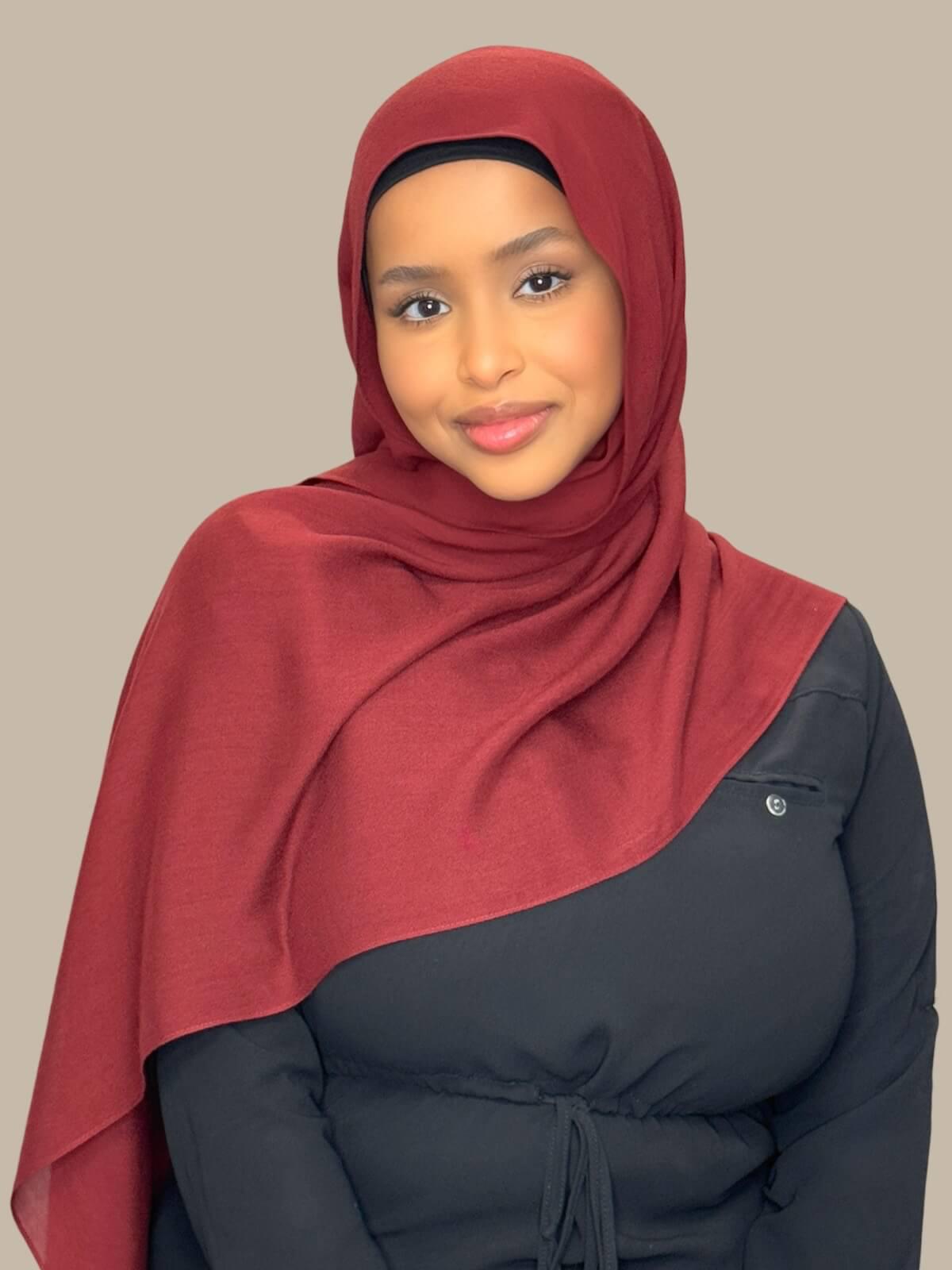 Royal Burgundy Cotton Modal Hijab - Soft & Breathable Headscarf for Women - Perfect for Daily Wear, Prayer, and Special Occasions