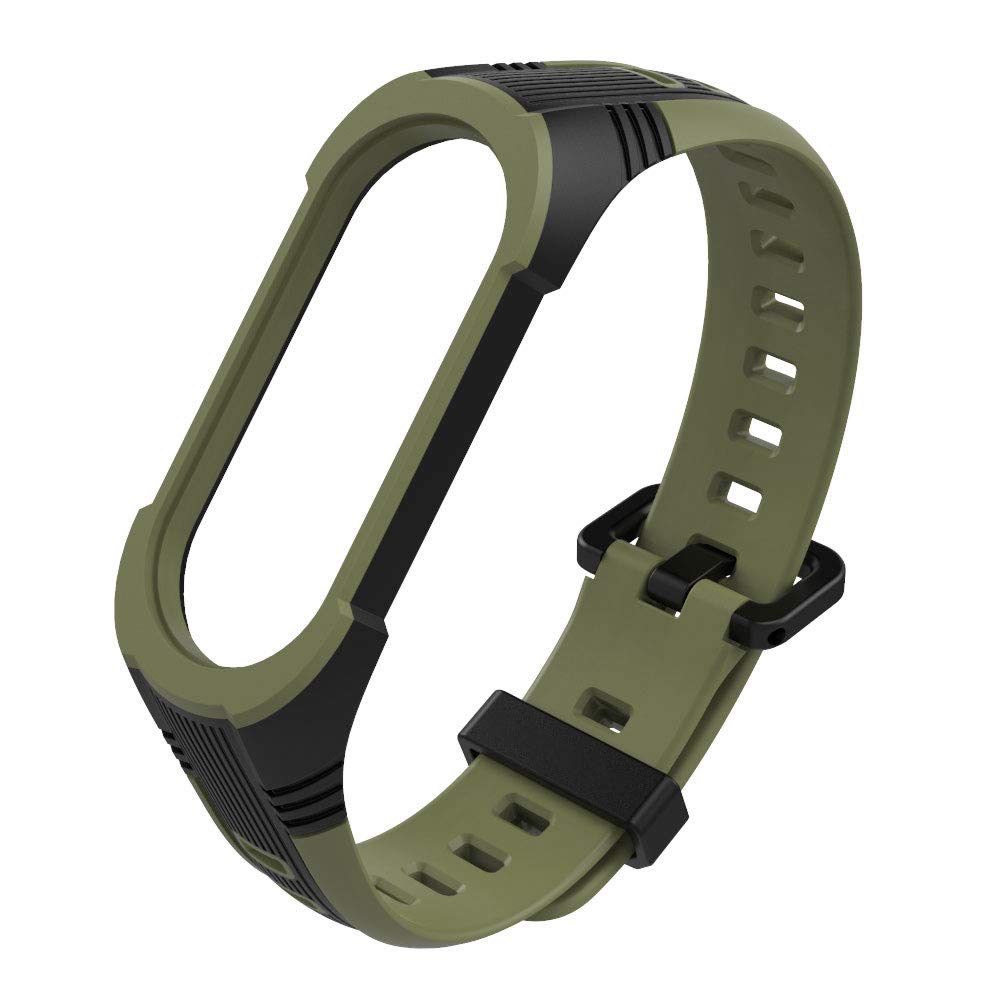 KOMI Replacement Bands for Xiaomi Mi Band 7/6/5 - Soft Silicone Wrist Strap, Adjustable Sport Watch Band for Women & Men (Black/Green) | Perfect for Running, Gym Workouts & Daily Wear