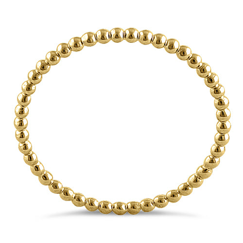 14K Solid Yellow Gold Thin Beaded Ring for Women - Dainty Minimalist Stackable Band for Everyday Wear, Gift Giving & Special Occasions