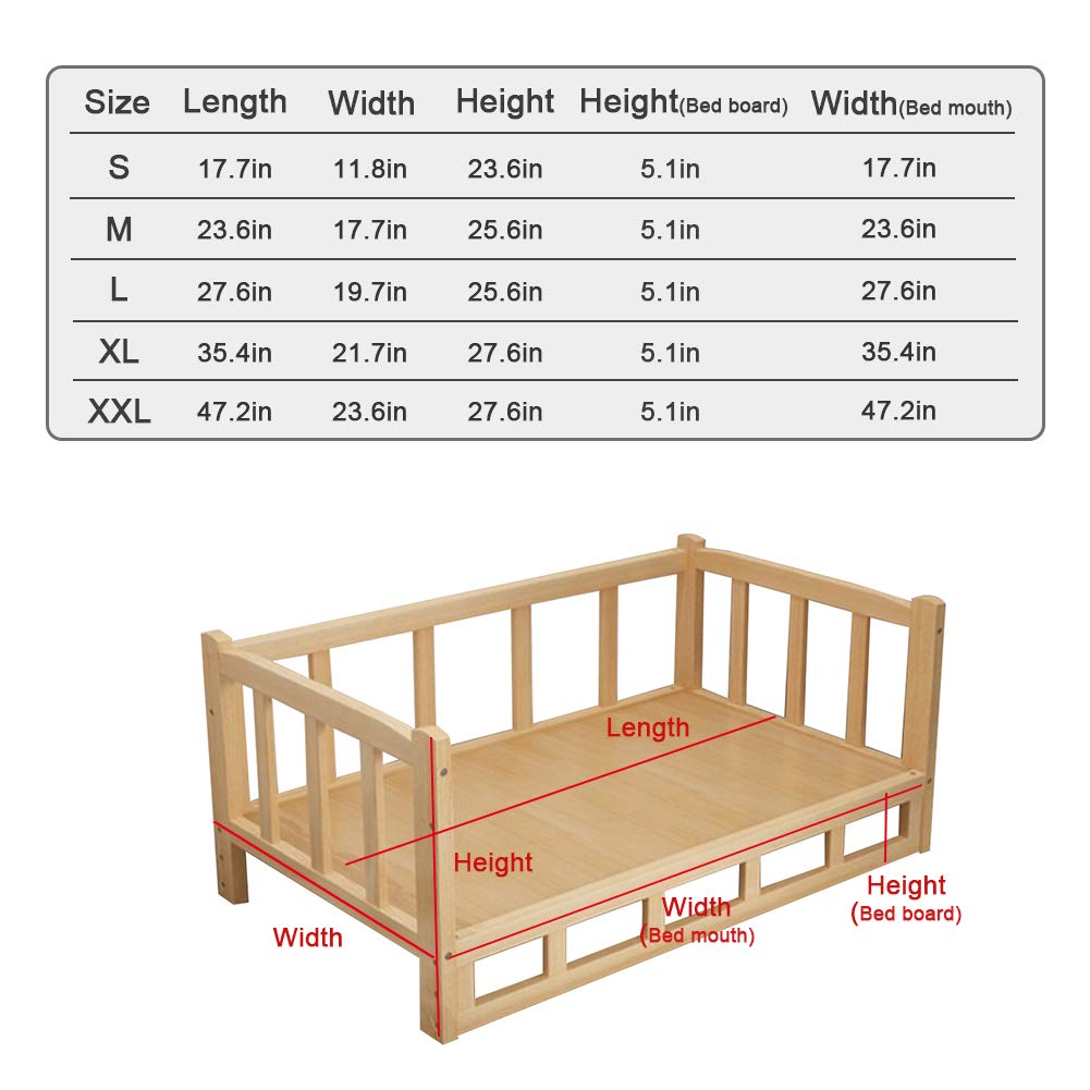 La La Pet® Elevated Wooden Dog Bed - Single Tier Raised Pet Sofa with Fence for Small & Medium Dogs & Cats (XL Size) - Perfect for Indoor Kennel, Living Room & Bedroom Use