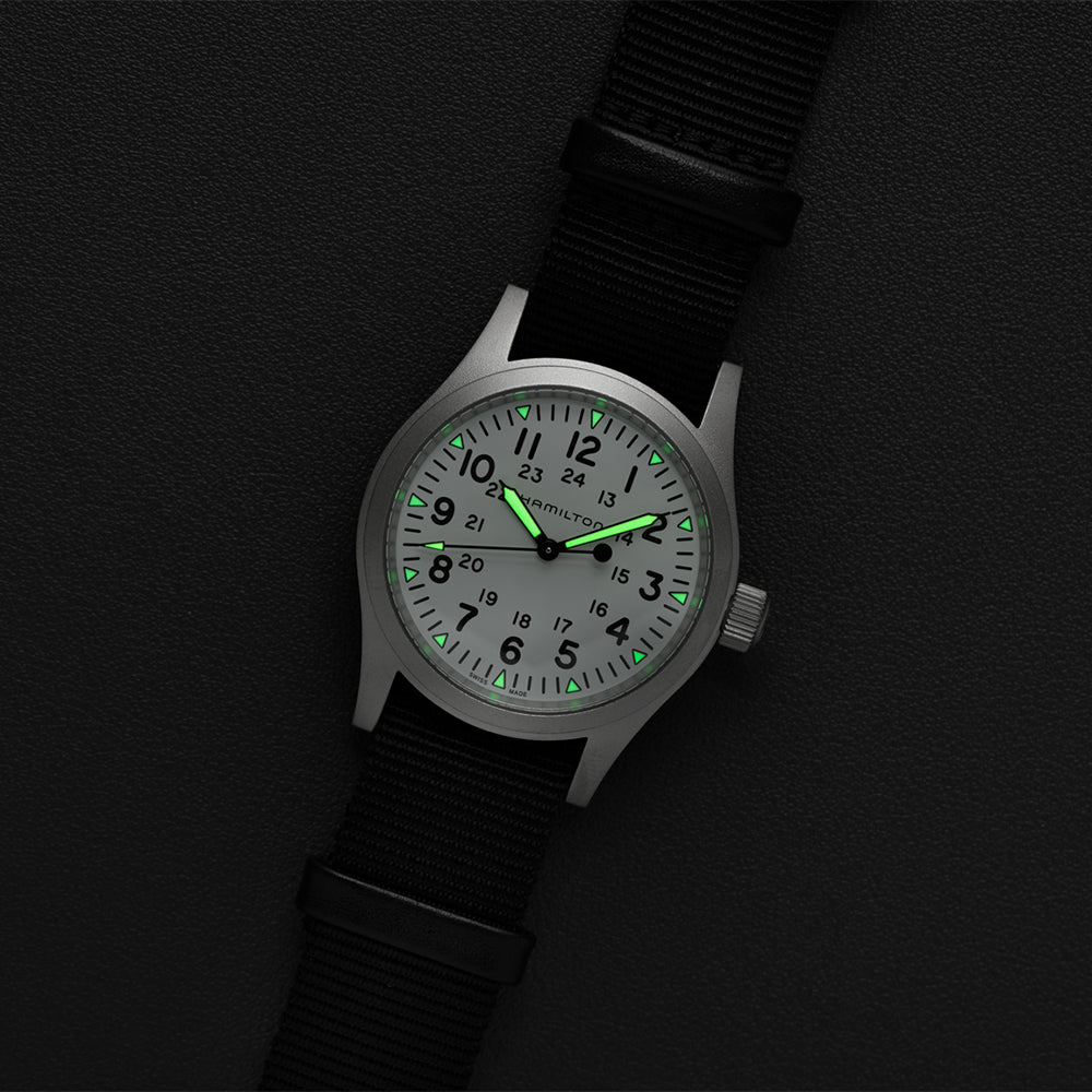 Khaki Field Mechanical 38mm Watch - White Dial with Textile Strap for Men | Military Style Analog Wristwatch | Perfect for Outdoor Adventures, Casual Wear & Everyday Use