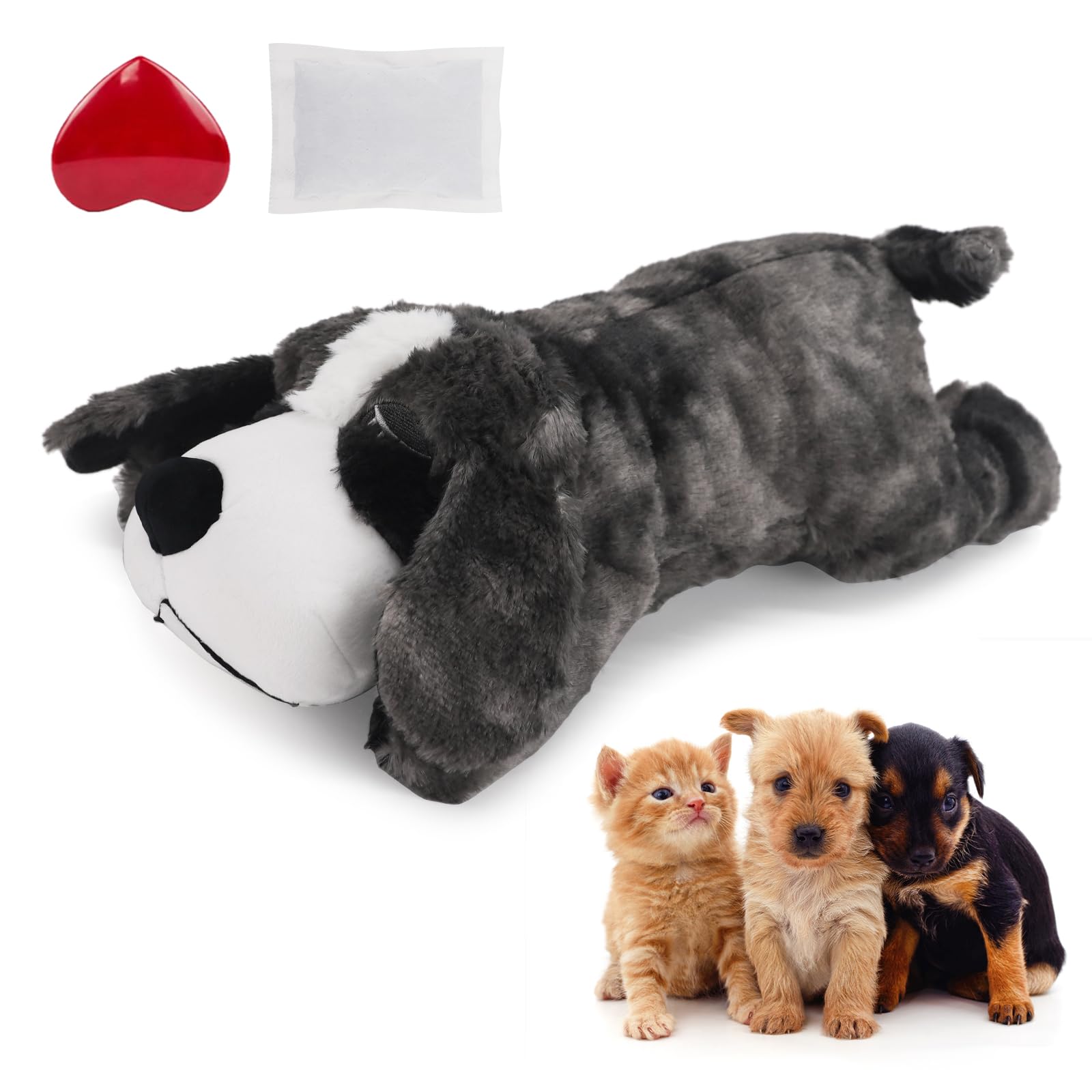 IFOYO Heartbeat Dog Toy - Calming Stuffed Animal for Puppy Anxiety Relief, Behavioral Aid & Crate Training | Comfort Toy for Anxious Dogs | Perfect for Separation Anxiety, New Puppies & Stress Relief (Tie-Dye Dark Gray)