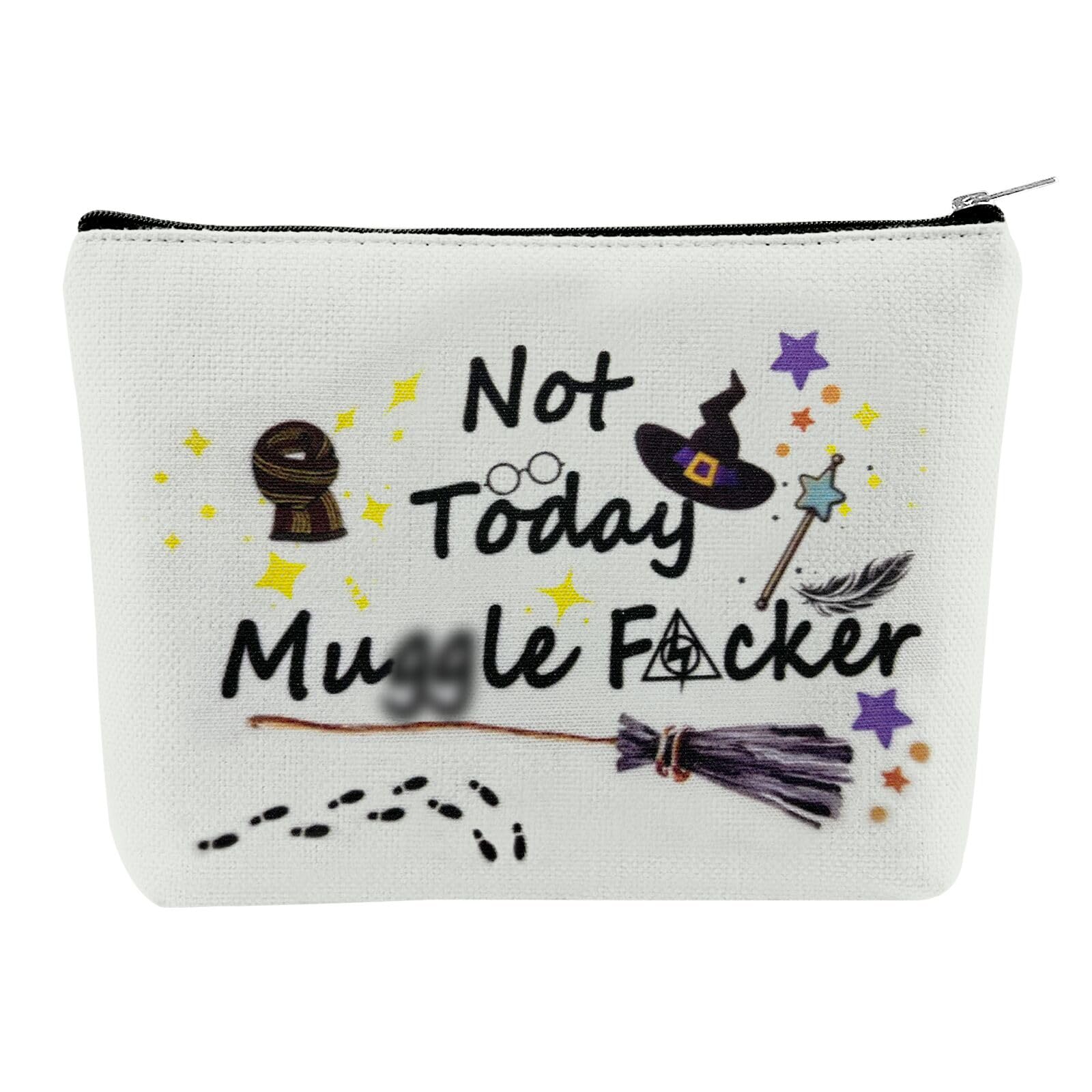 Degpum Book Lover Makeup Bag - Not Today Cosmetic Pouch for Women, Zippered Travel Toiletry Bag with Wizard Hat Design - Perfect Gift for Bookworms, Birthday & Anniversary (Reading Themed Makeup Organizer for Travel, Work & Daily Use)