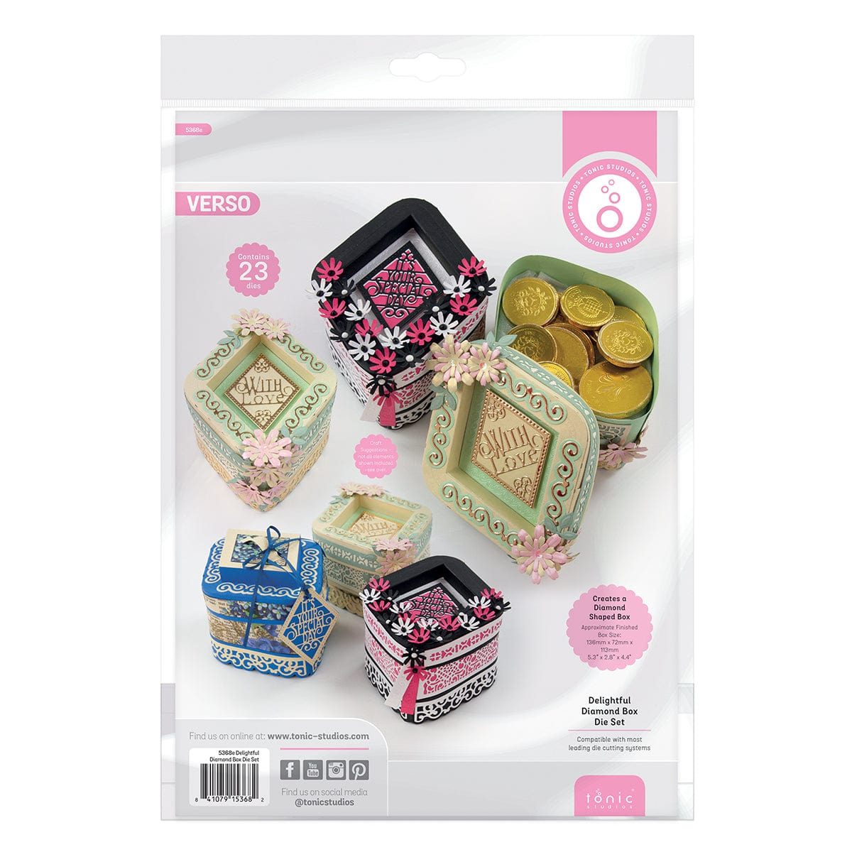 Delightful Diamond Box Die Set 5368e - Premium Scrapbooking & Card Making Supplies for DIY Crafts and Gift Packaging