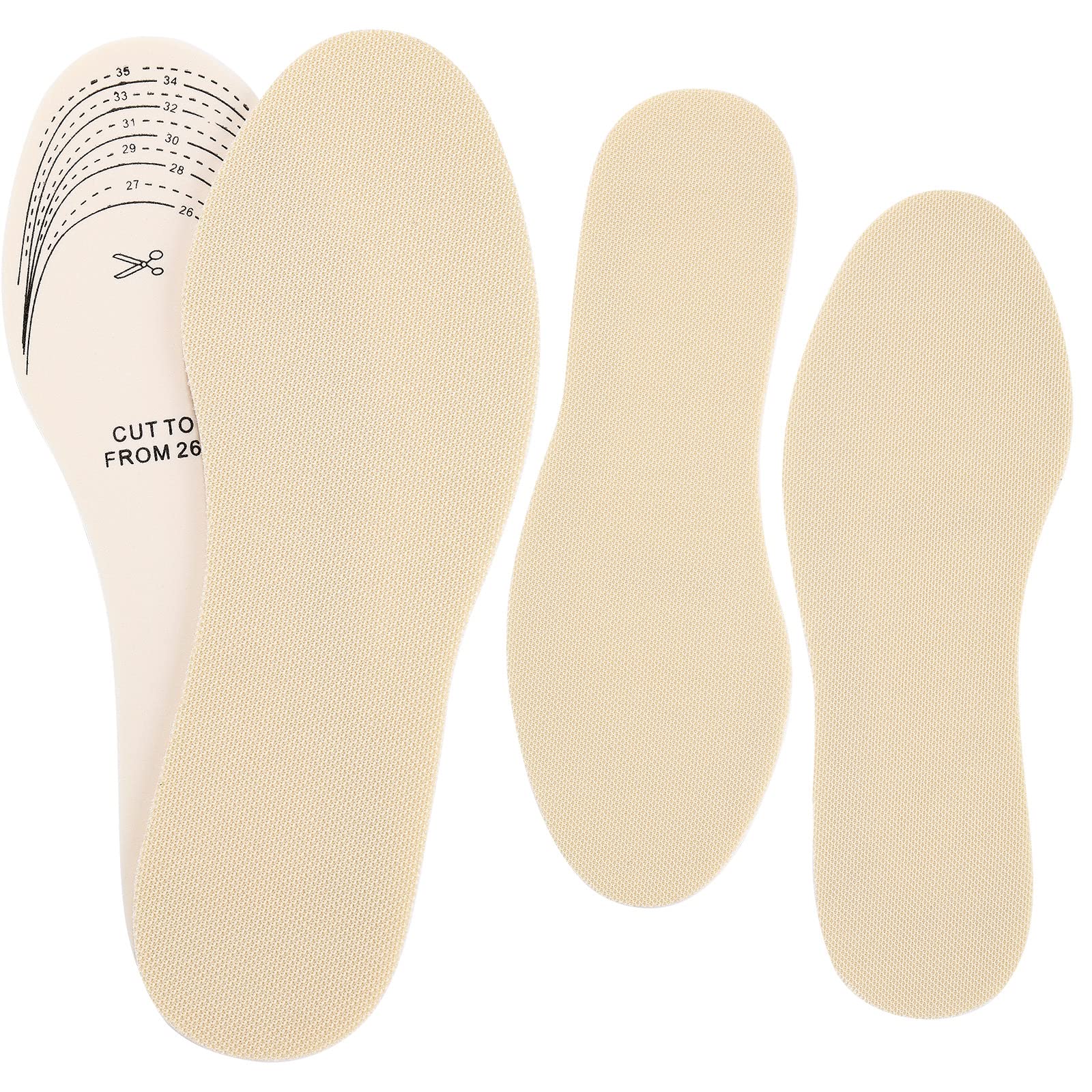 **Eurzom 2 Pairs Kids Memory Foam Shoe Insoles - Breathable Washable Latex Inserts for Toddlers & Women, Soft Comfort for Spring & Summer (Beige) - Perfect for School, Sports & Daily Wear**