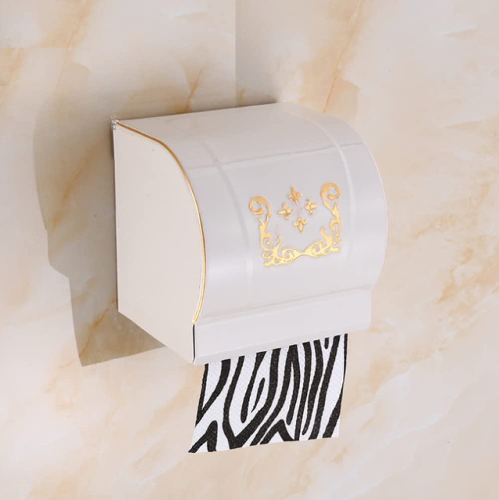 Wall Mounted Toilet Paper Holder - Waterproof Bathroom Tissue Roll Dispenser & Towel Rack, White | Space-Saving Solution for Small Bathrooms & Powder Rooms
